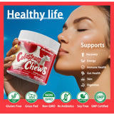 Allcoovita Colostrum Chews uso diario, sabor frambuesa y complemento alimenticio.