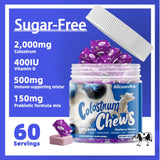 Ingredientes clave de Allcoovita Colostrum Chews para transparencia.
