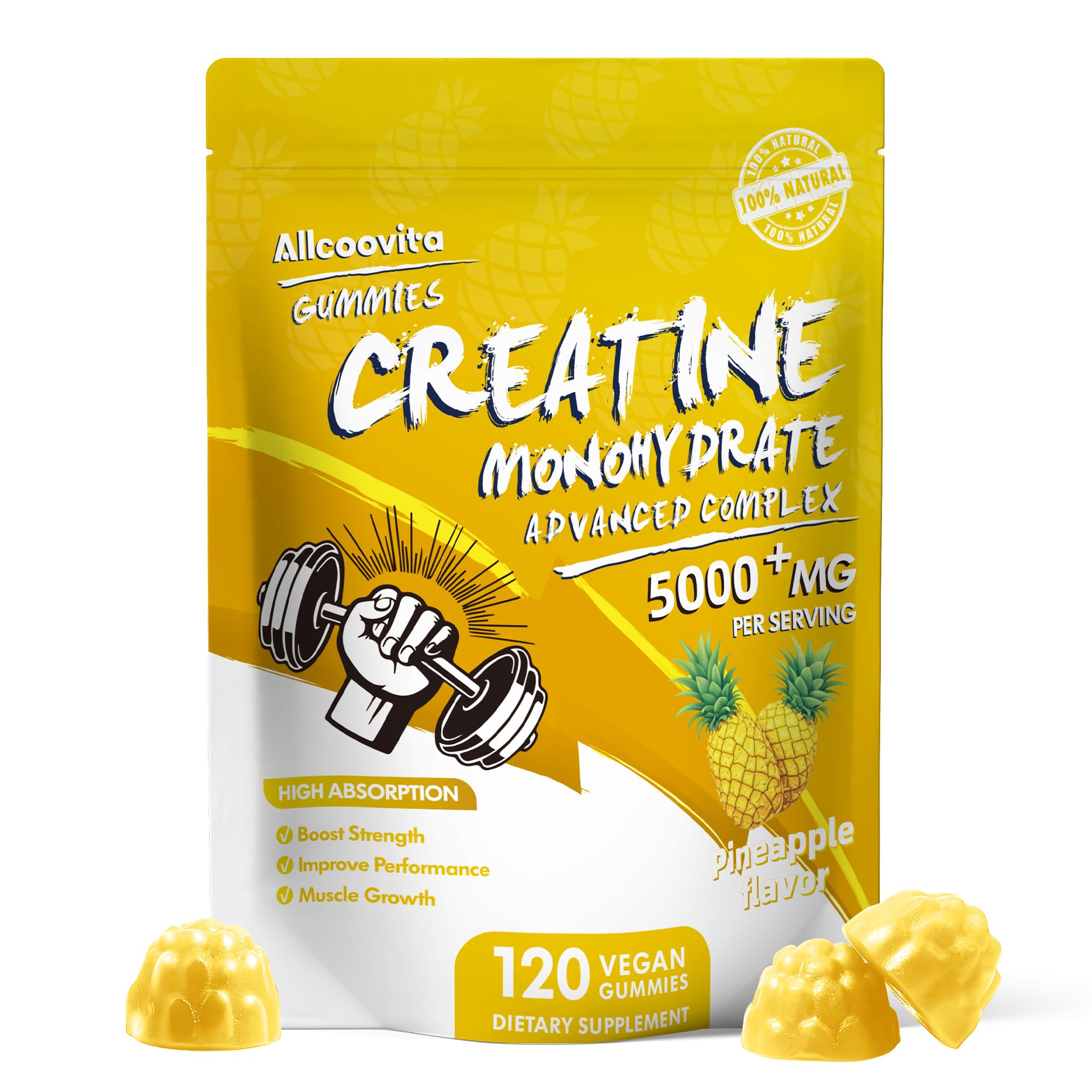 Allcoovita Creatine Gummy envase resistente, transporte fácil