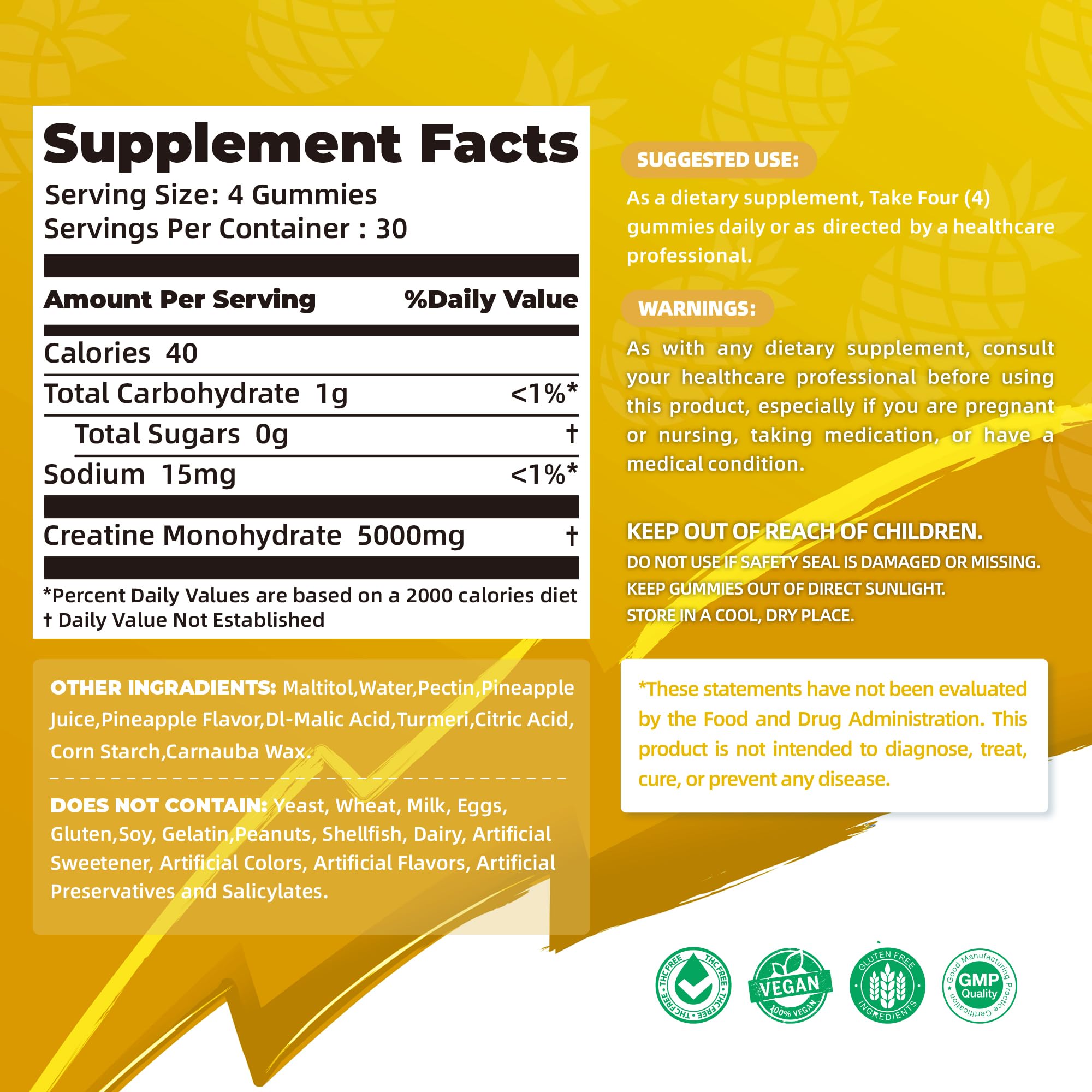 Allcoovita Creatine Gummy etiqueta NSF, garantía de calidad