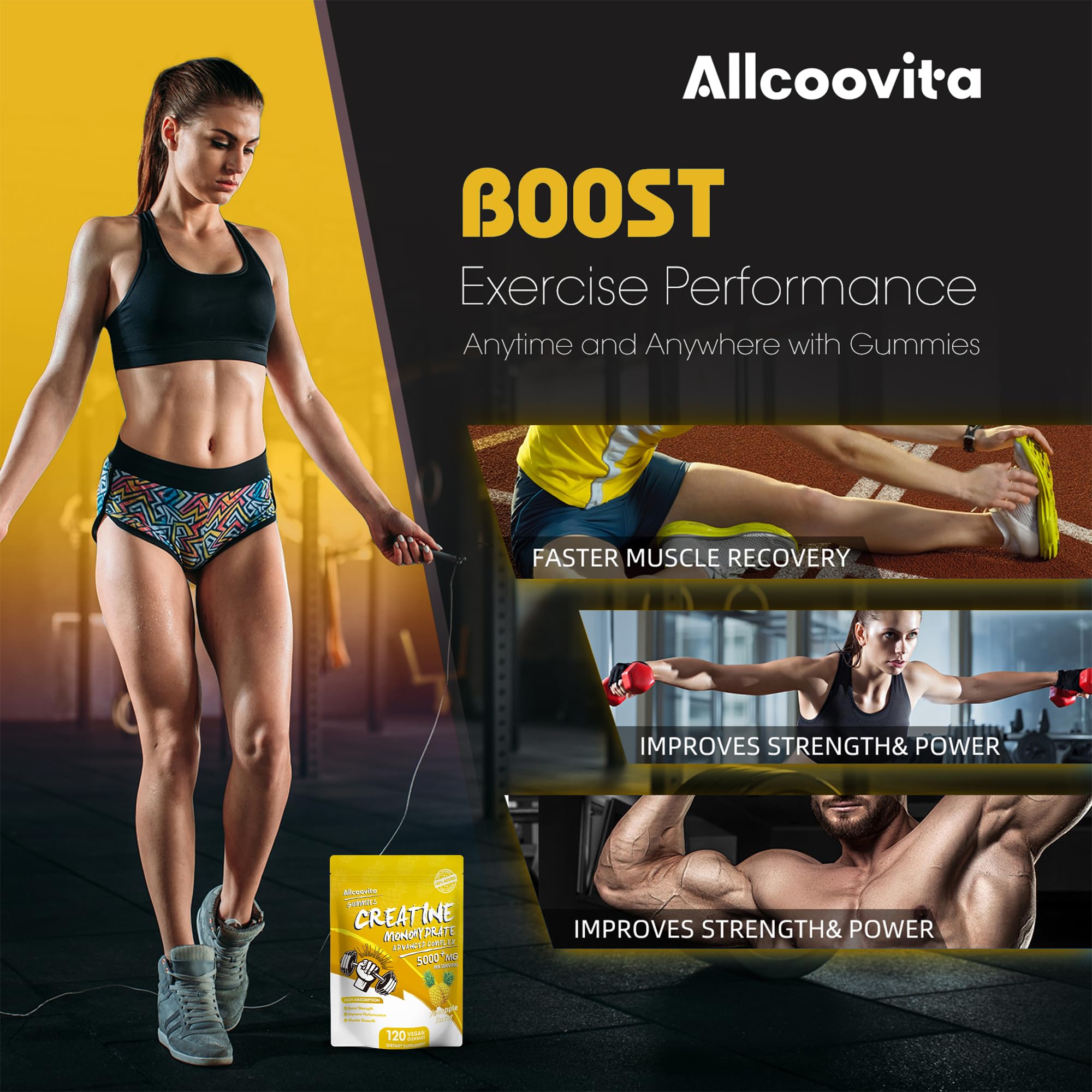 Allcoovita Creatine Gummy sabor fruta, experiencia sabrosa