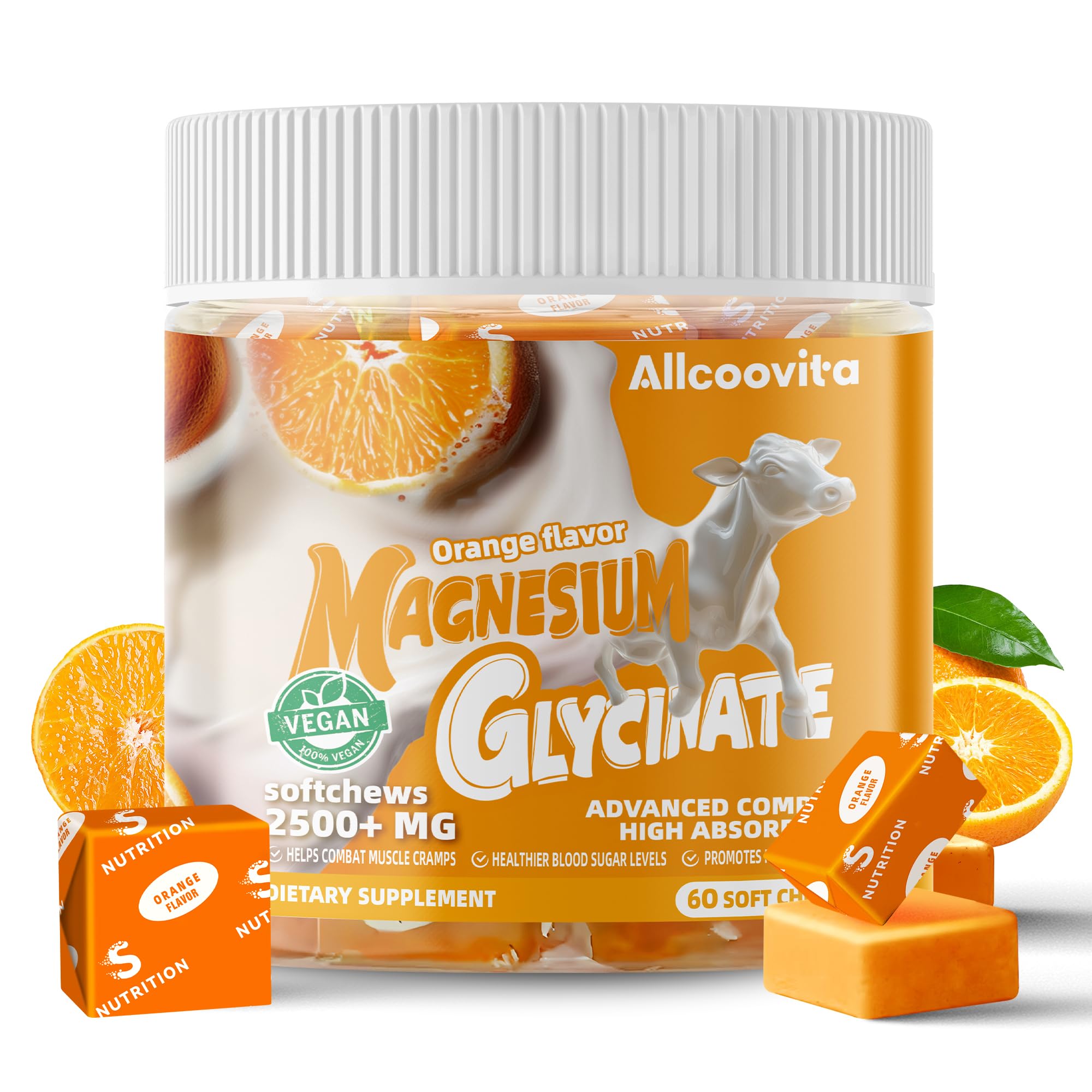 Allcoovita gominolas magnesio glicinato naranja empaque para llevar