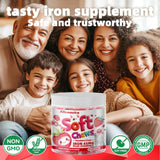 Allcoovita hierro masticables sabor fresa en empaque individual para llevar.