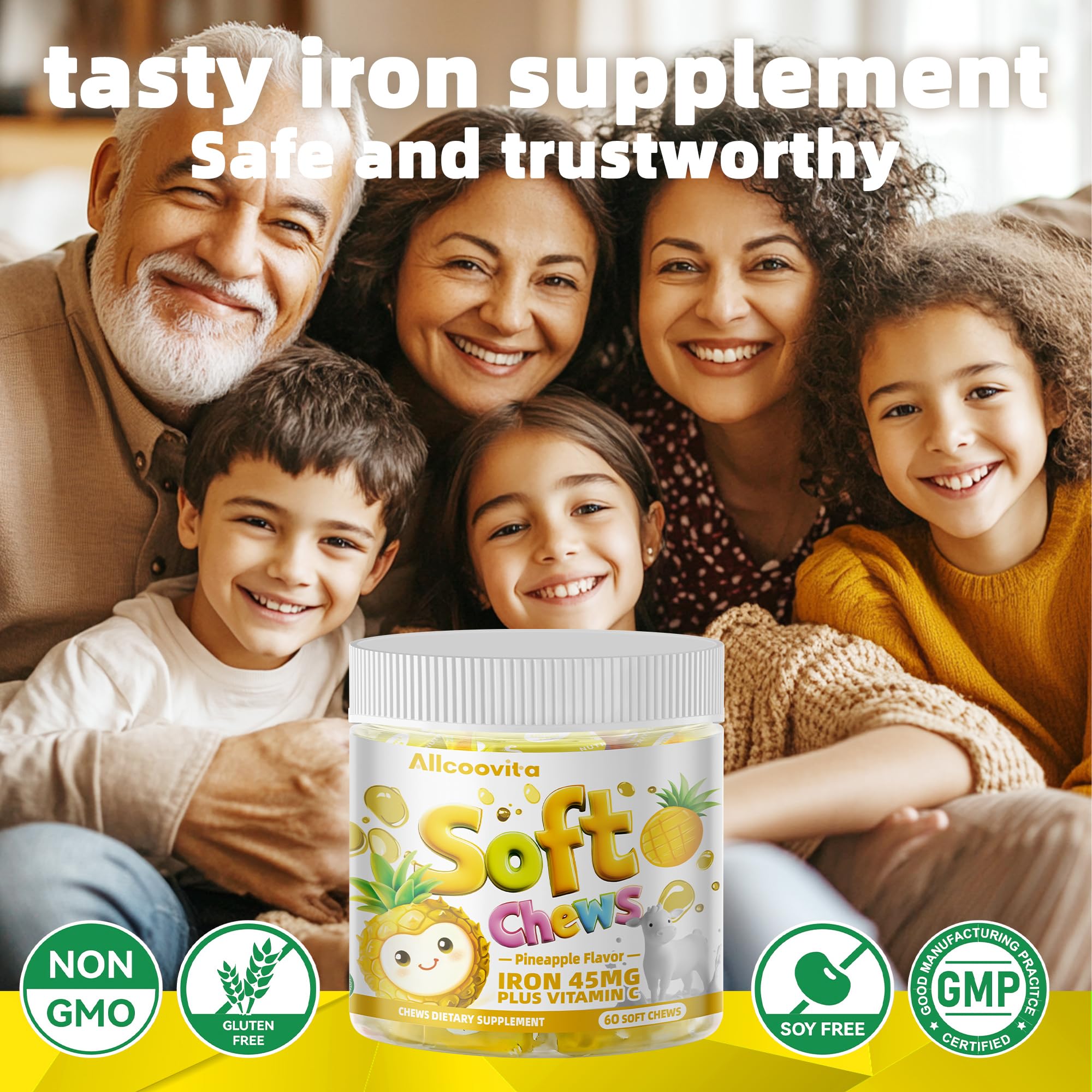 Allcoovita hierro y vitamina C, ayuda a absorcion para vitalidad sostenida