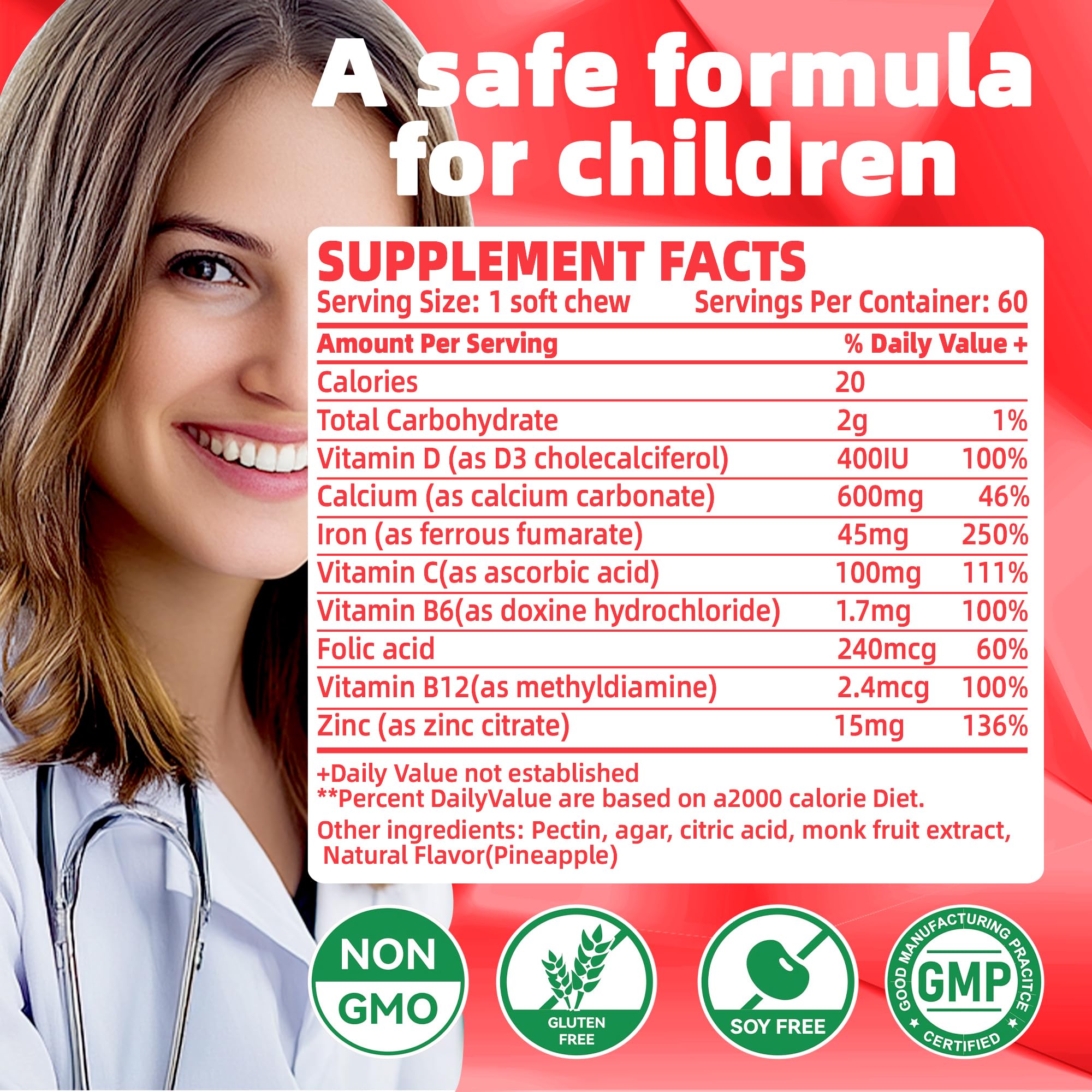 Allcoovita formato para llevar, masticables fáciles de consumir en cualquier momento.