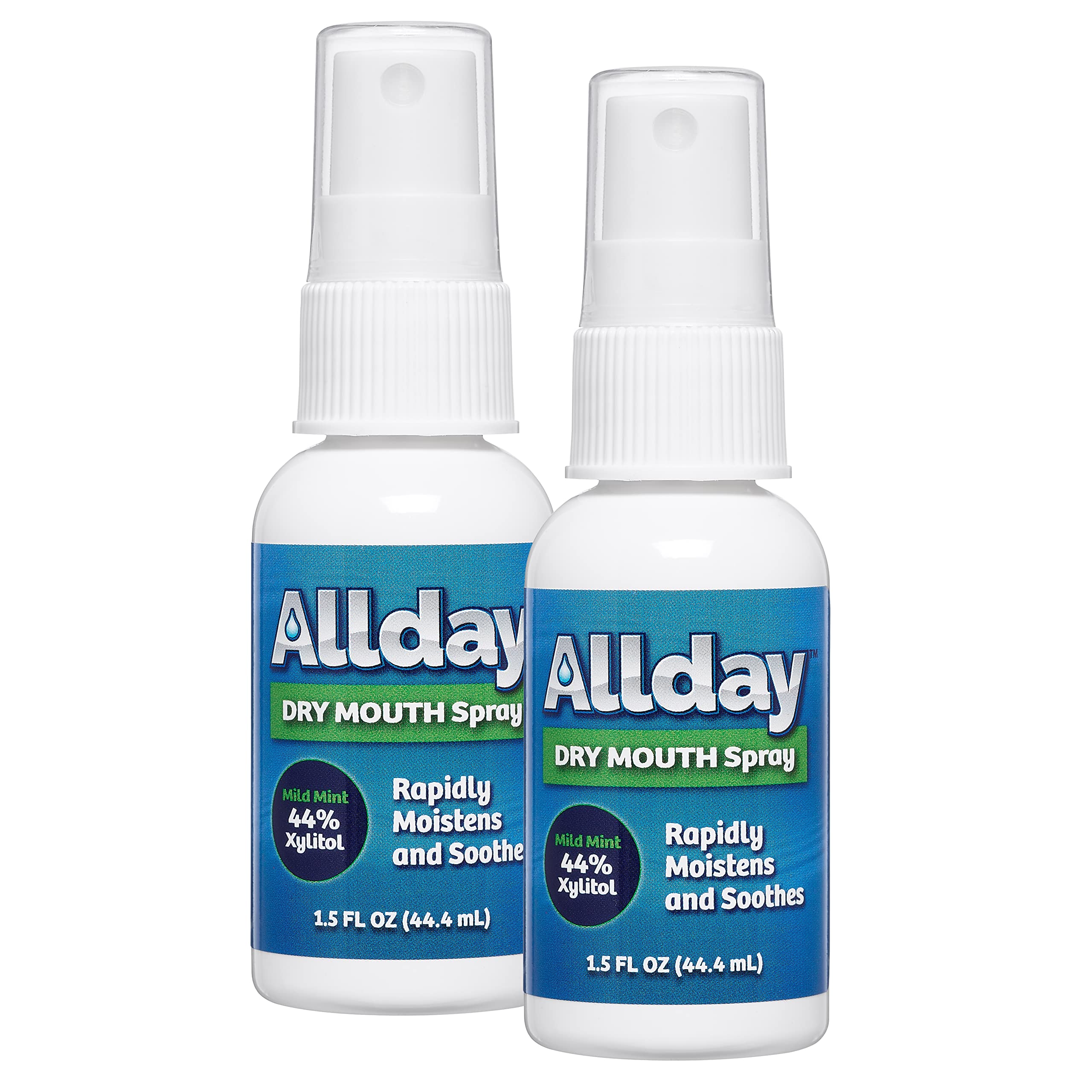 Allday Dry Mouth Spray: bote de menta suave para refrescar el aliento.