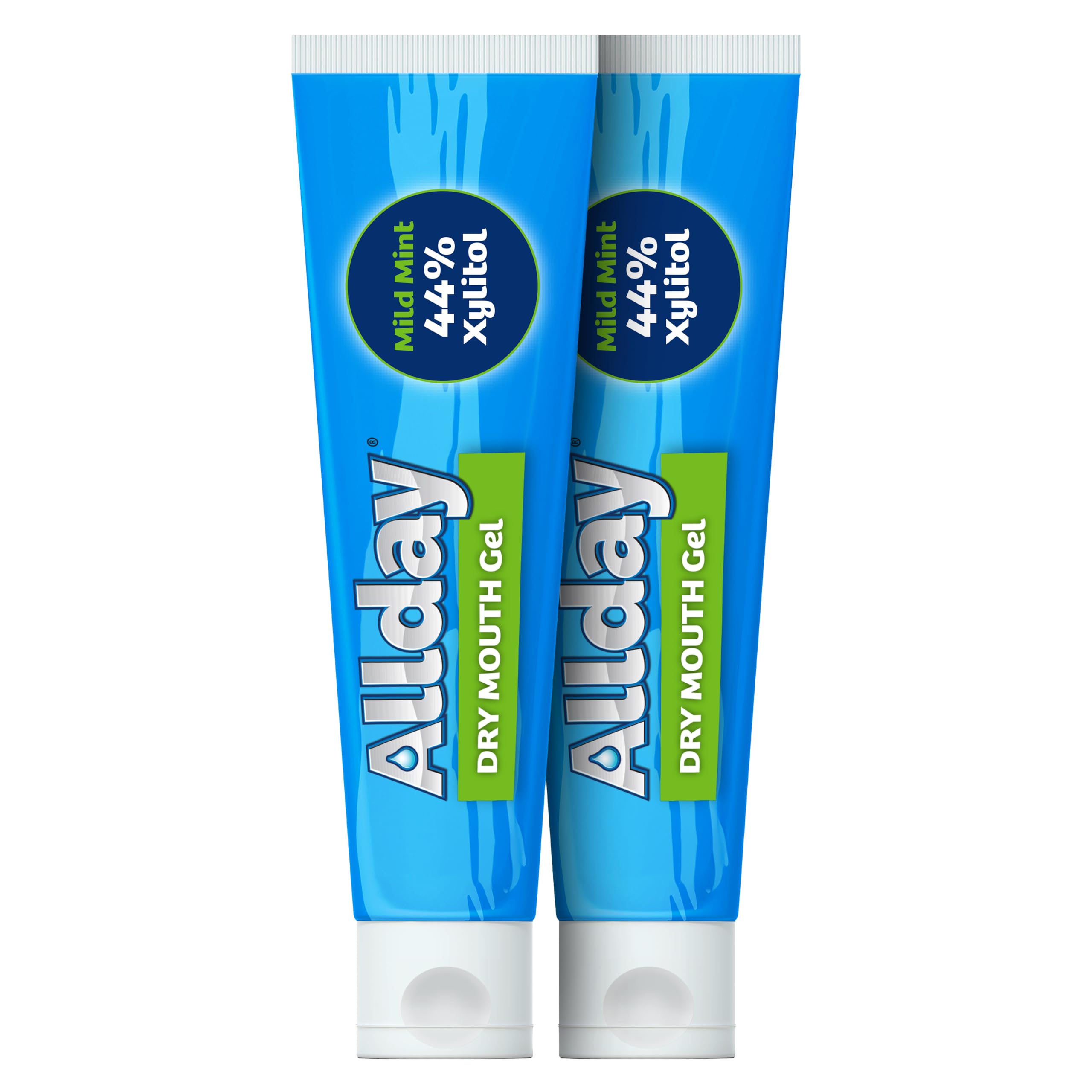 Allday Gel para boca seca, envase en primer plano, alivio inmediato.