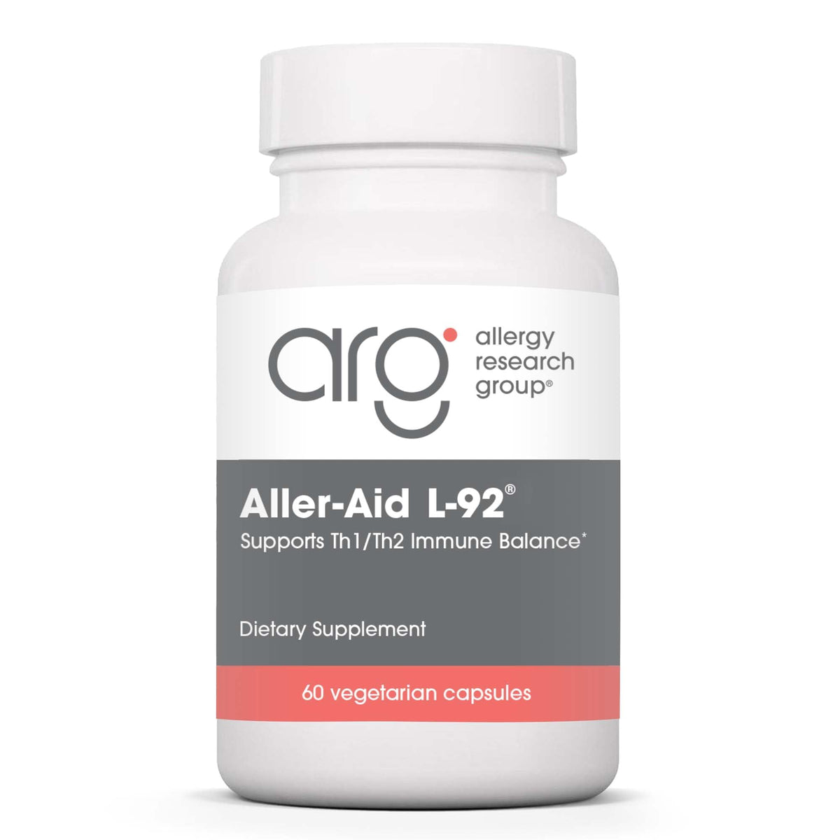Allergy Research Group Aller-Aid L92 botella de cápsulas vegetarinas para apoyo general.