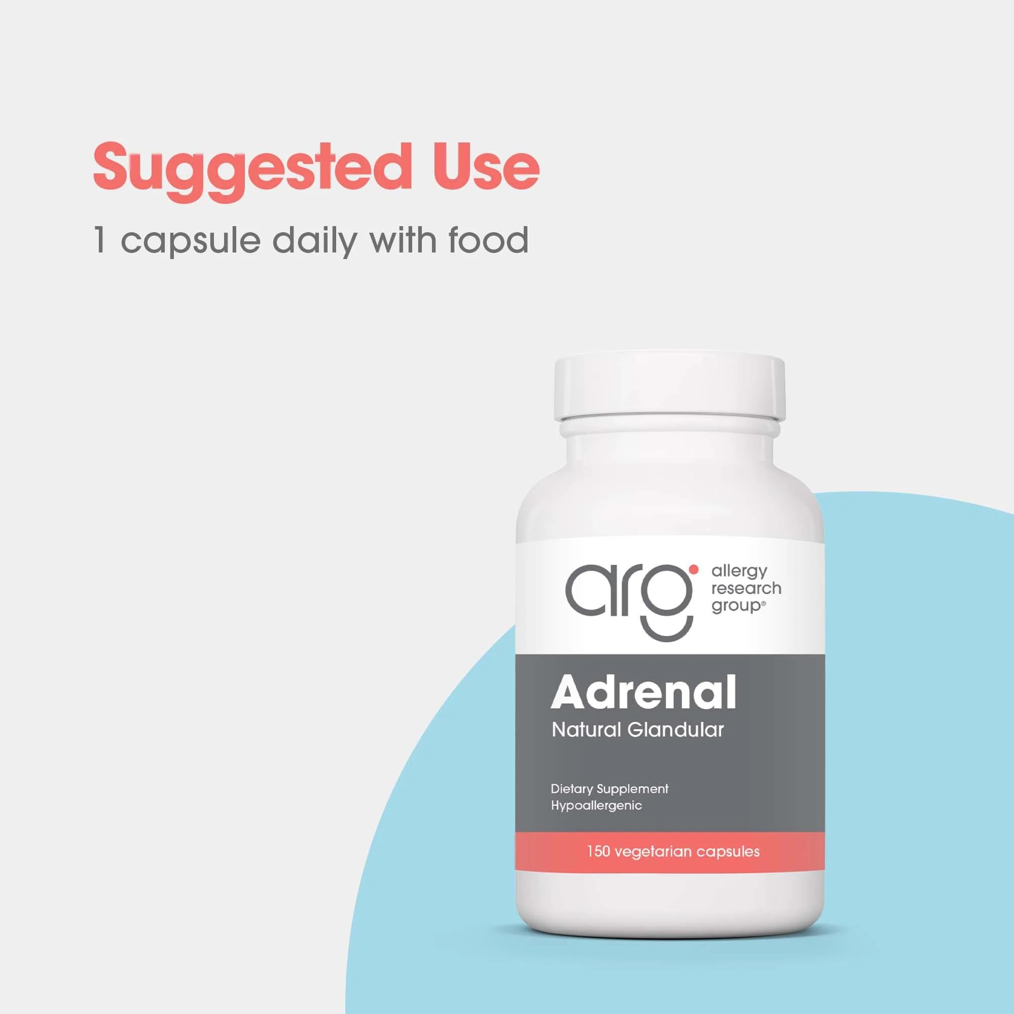 Allergy Research Group ARG Adrenal Cortex etiqueta destaca origen argentino y pureza