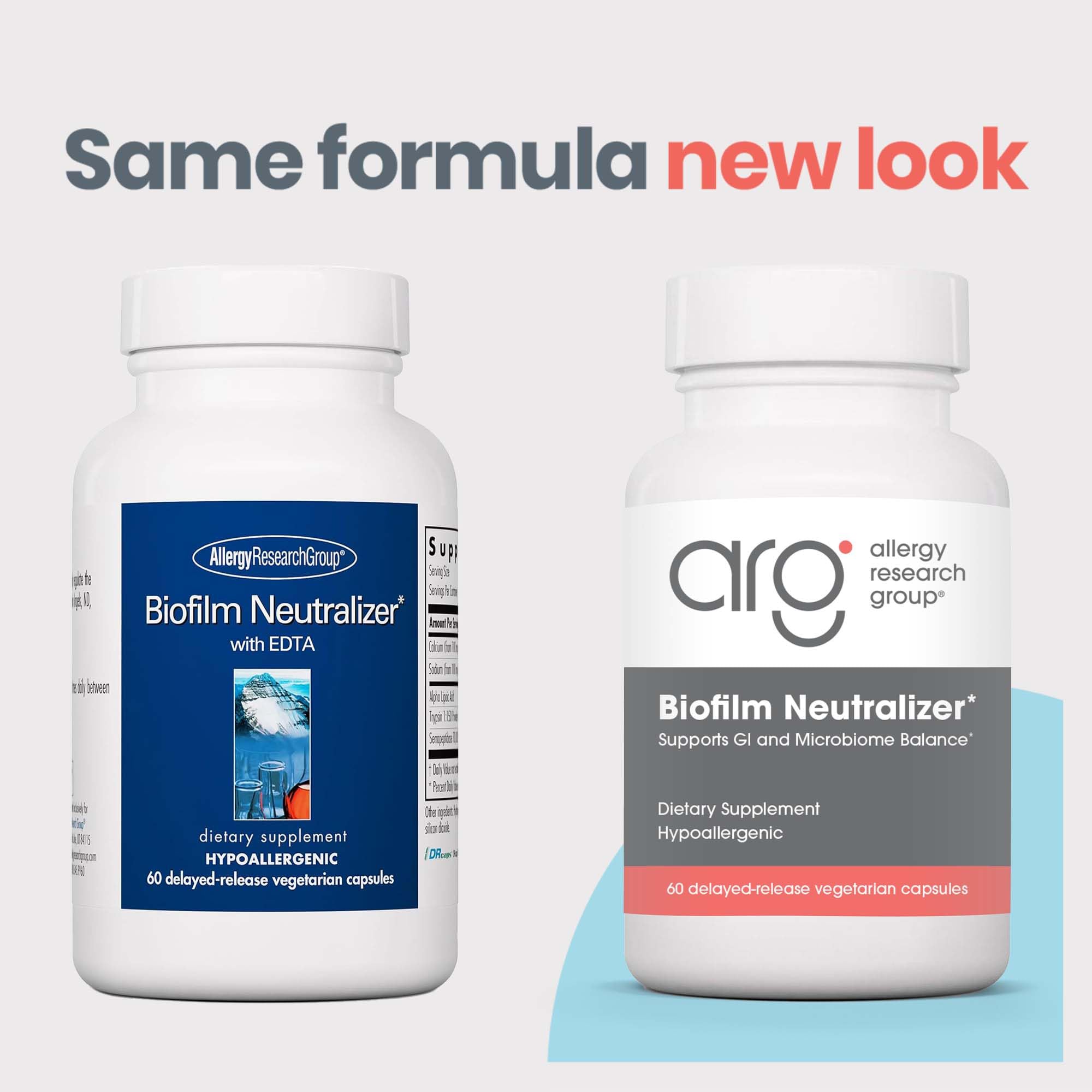 Allergy Research Group Biofilm Neutralizer con alfa-lipoico para apoyo antioxidante.