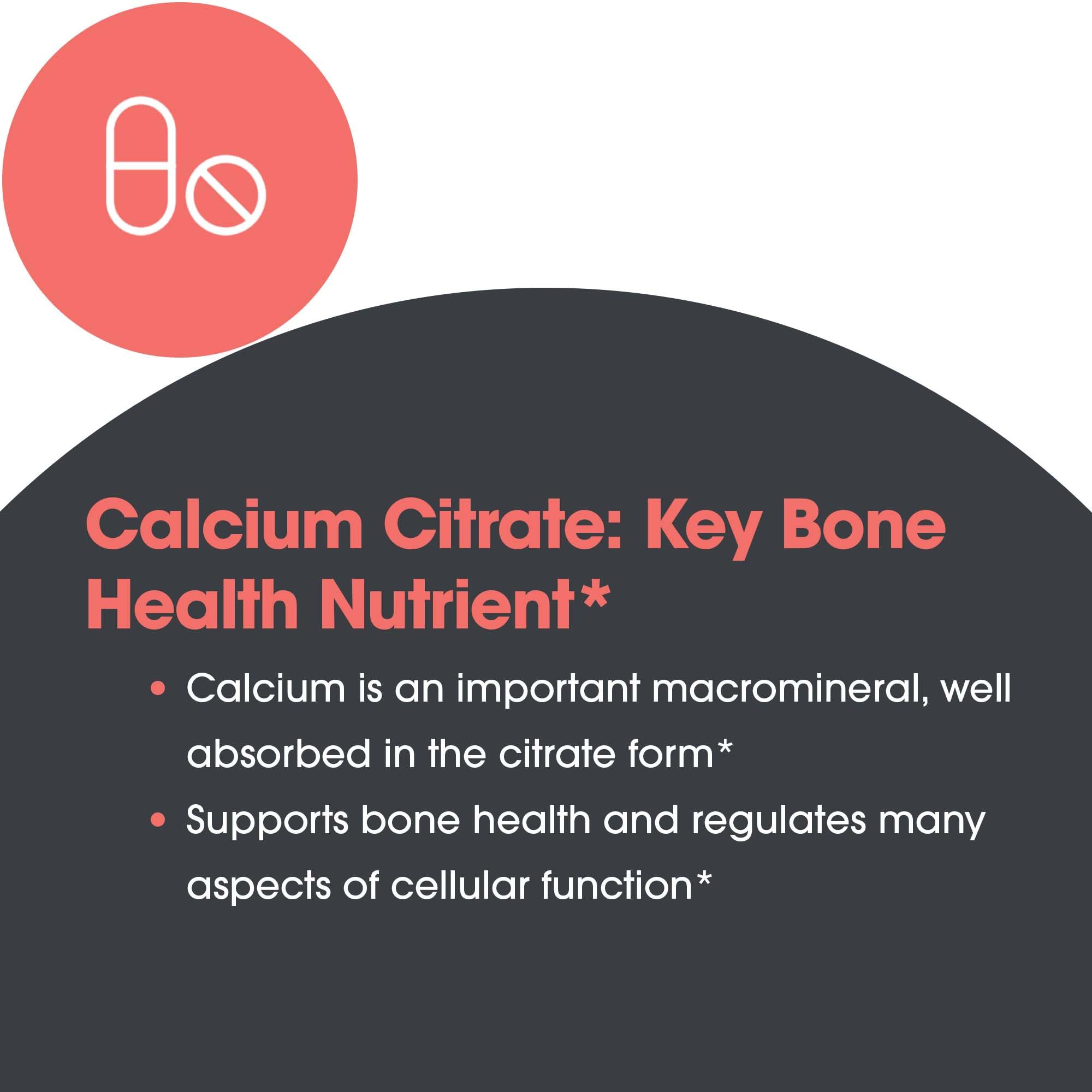 Cápsula individual de Calcium Citrate lista para toma diaria.