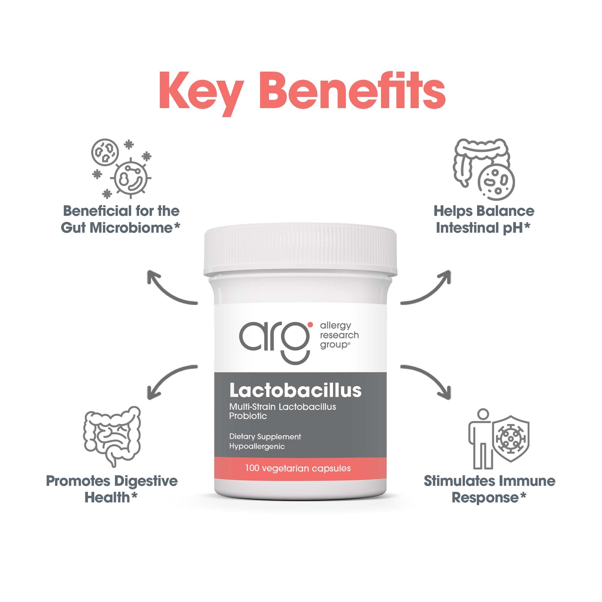 Allergy Research Group Lactobacillus: cápsulas en mano para uso diario