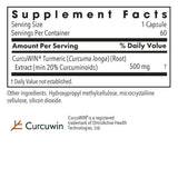 Allergy Research Group CurcuWIN 500: detalle de la etiqueta, cúrcuma concentrada para perfil natural.