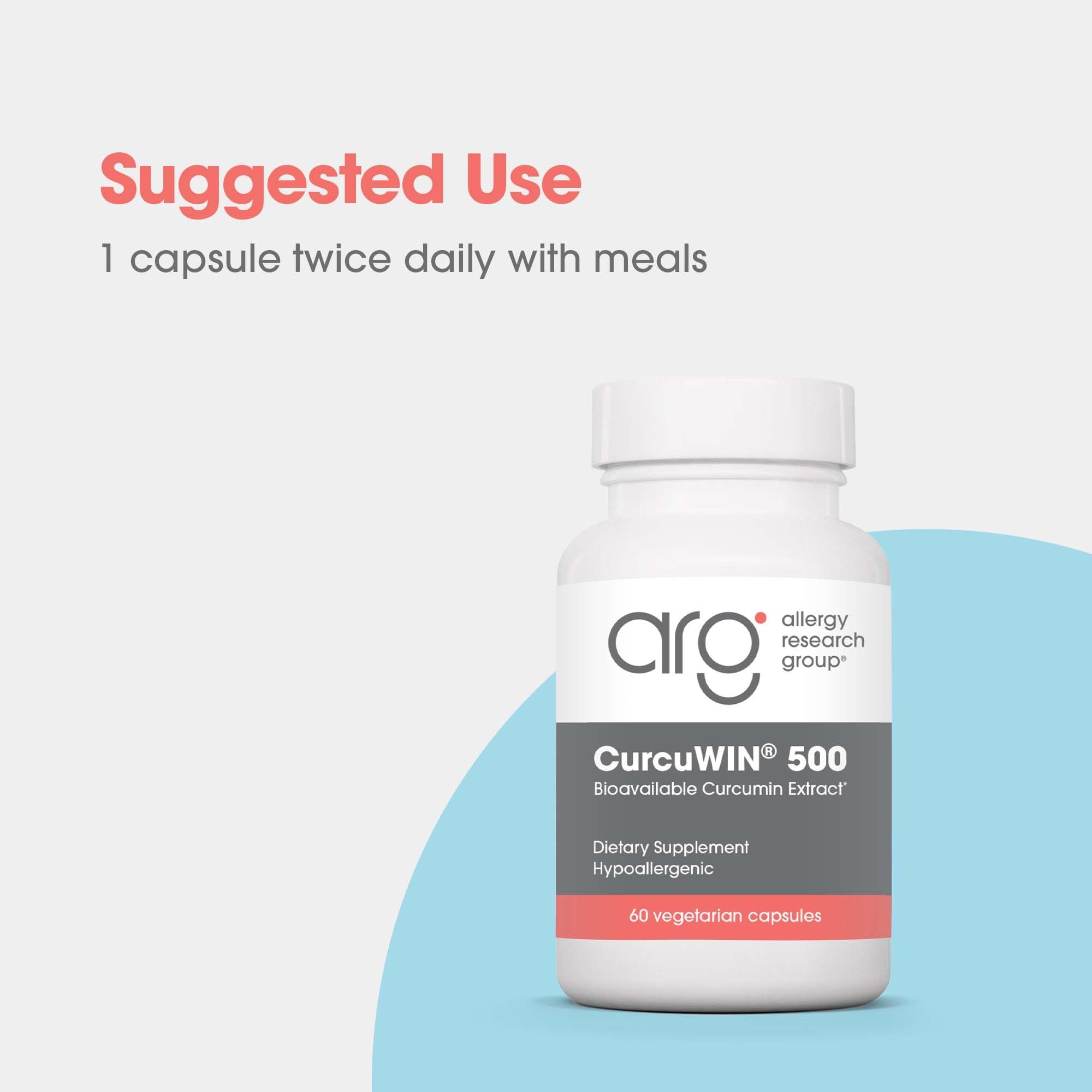 Allergy Research Group CurcuWIN 500: etiqueta de ingredientes, fórmula hipoalergénica.