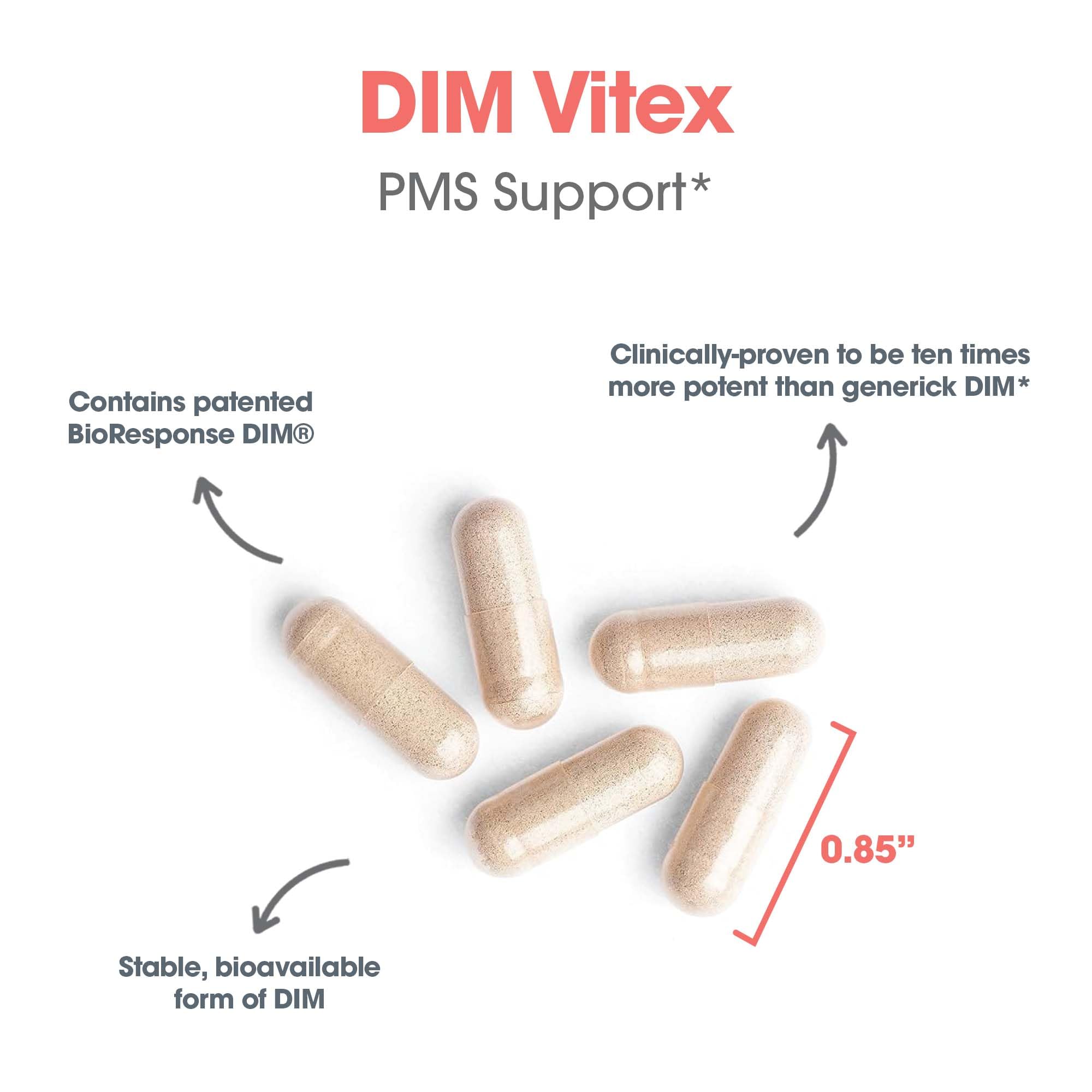 Allergy Research Group DIM Vitex, frasco portátil, dosificación diaria facilitada.