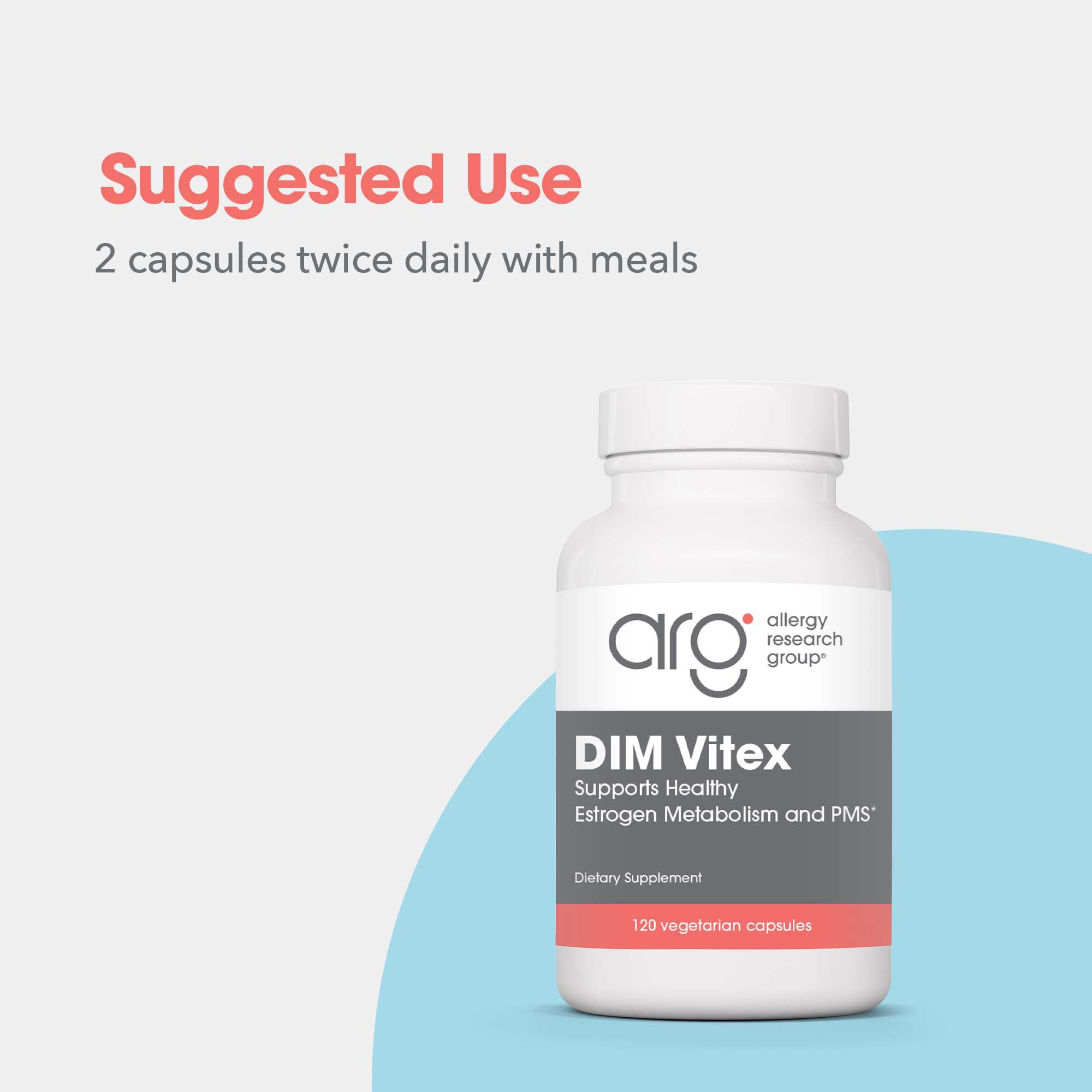 Allergy Research Group DIM Vitex, ingredientes puros, sin rellenos ni alérgenos.