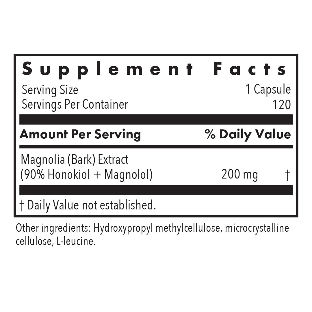 Allergy Research Group Magnolia Extract cápsulas, ideal para relajación diaria.