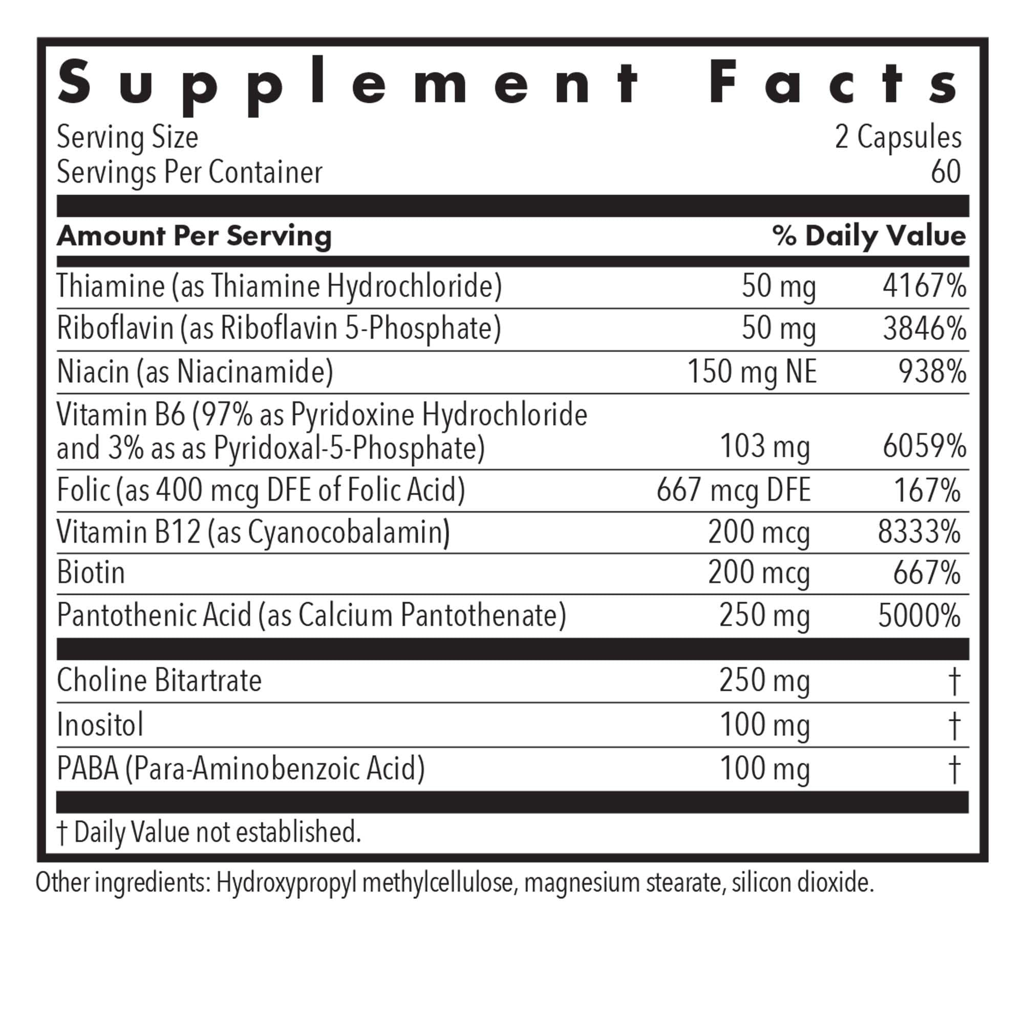 Allergy Research Group Super Vitamina B, cápsulas de tamaño cómodo para tomar con comidas.