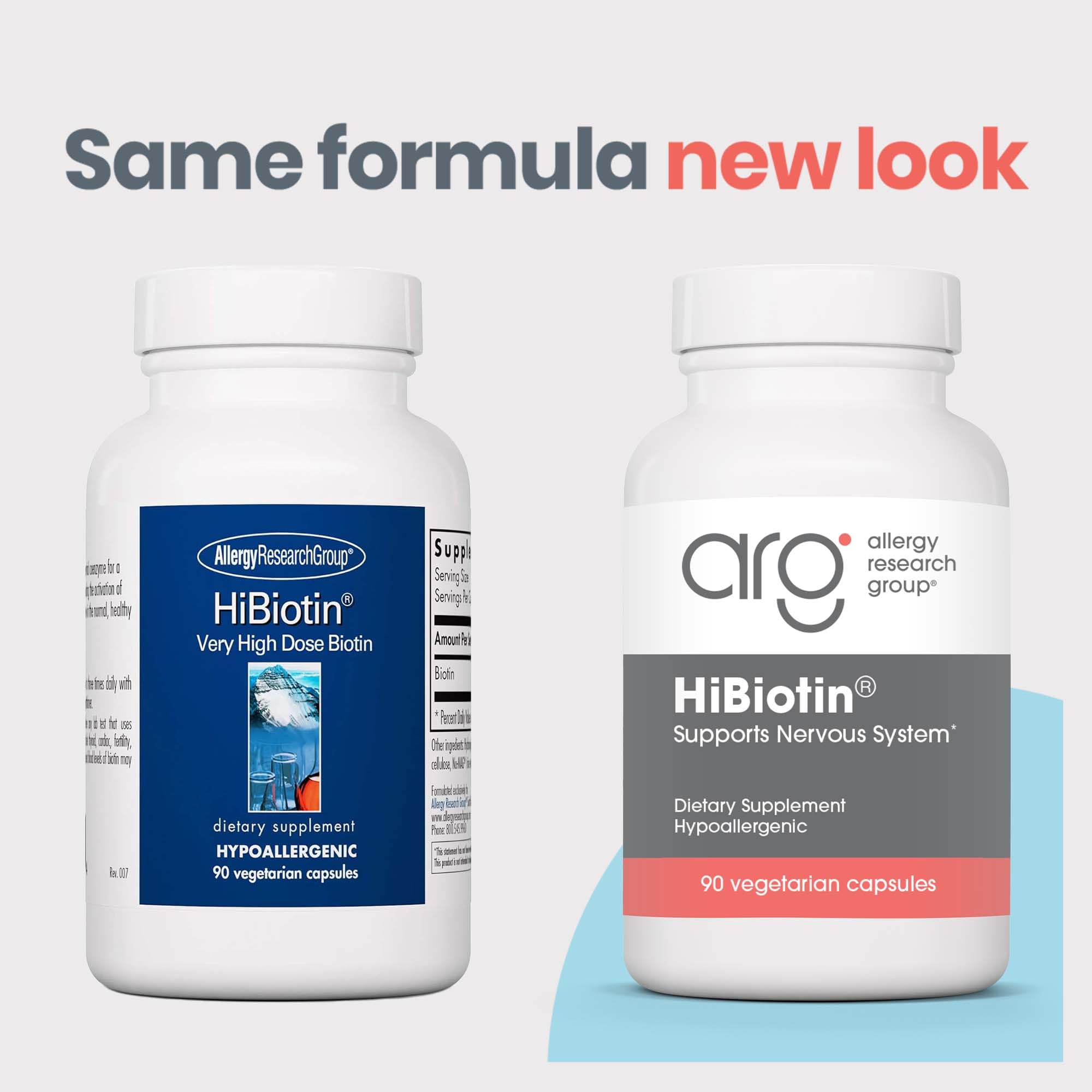 Etiqueta frontal de HiBiotin facilita identificar el producto y su uso.