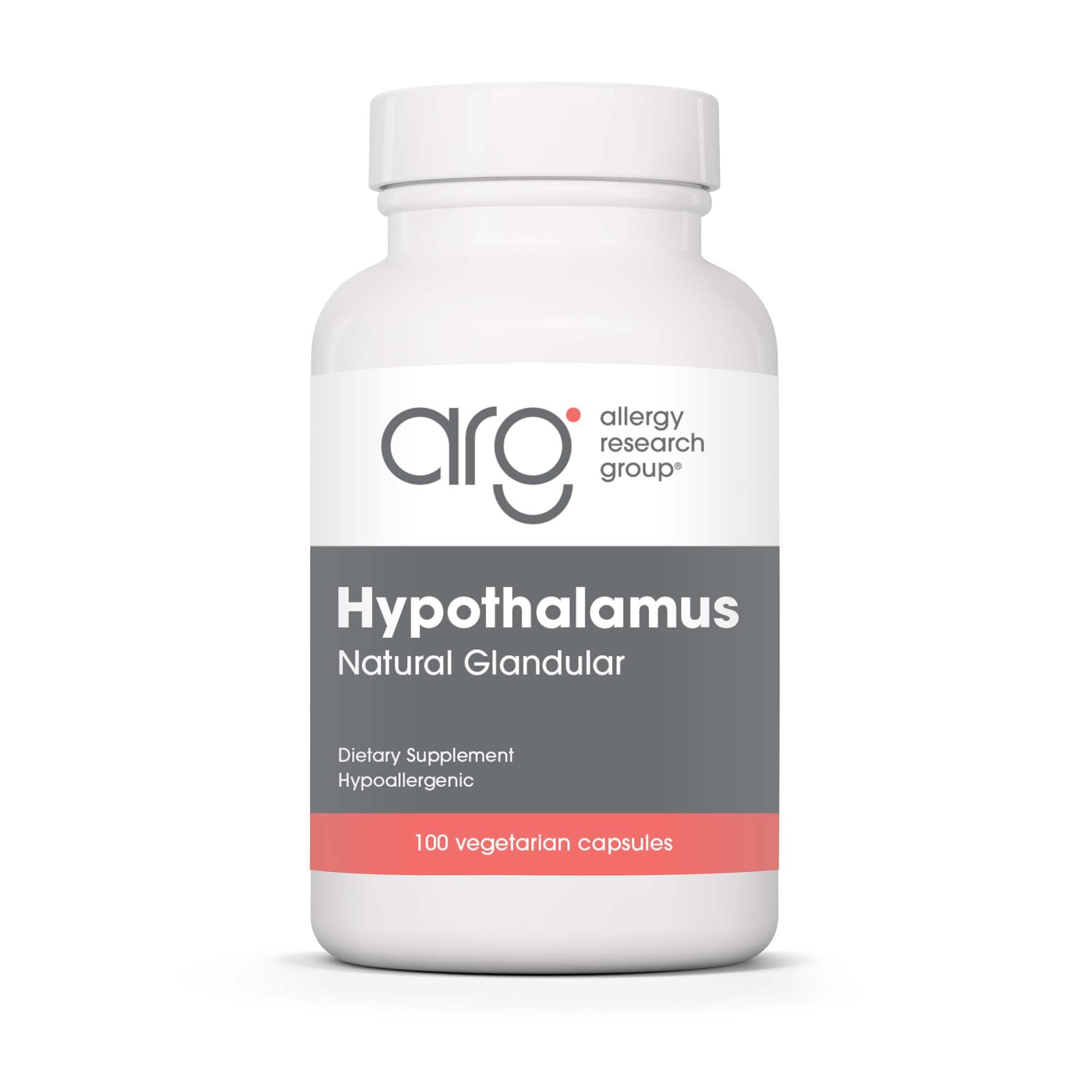 Allergy Research Group hipotalamo, frasco con cápsulas para apoyo endocrino.