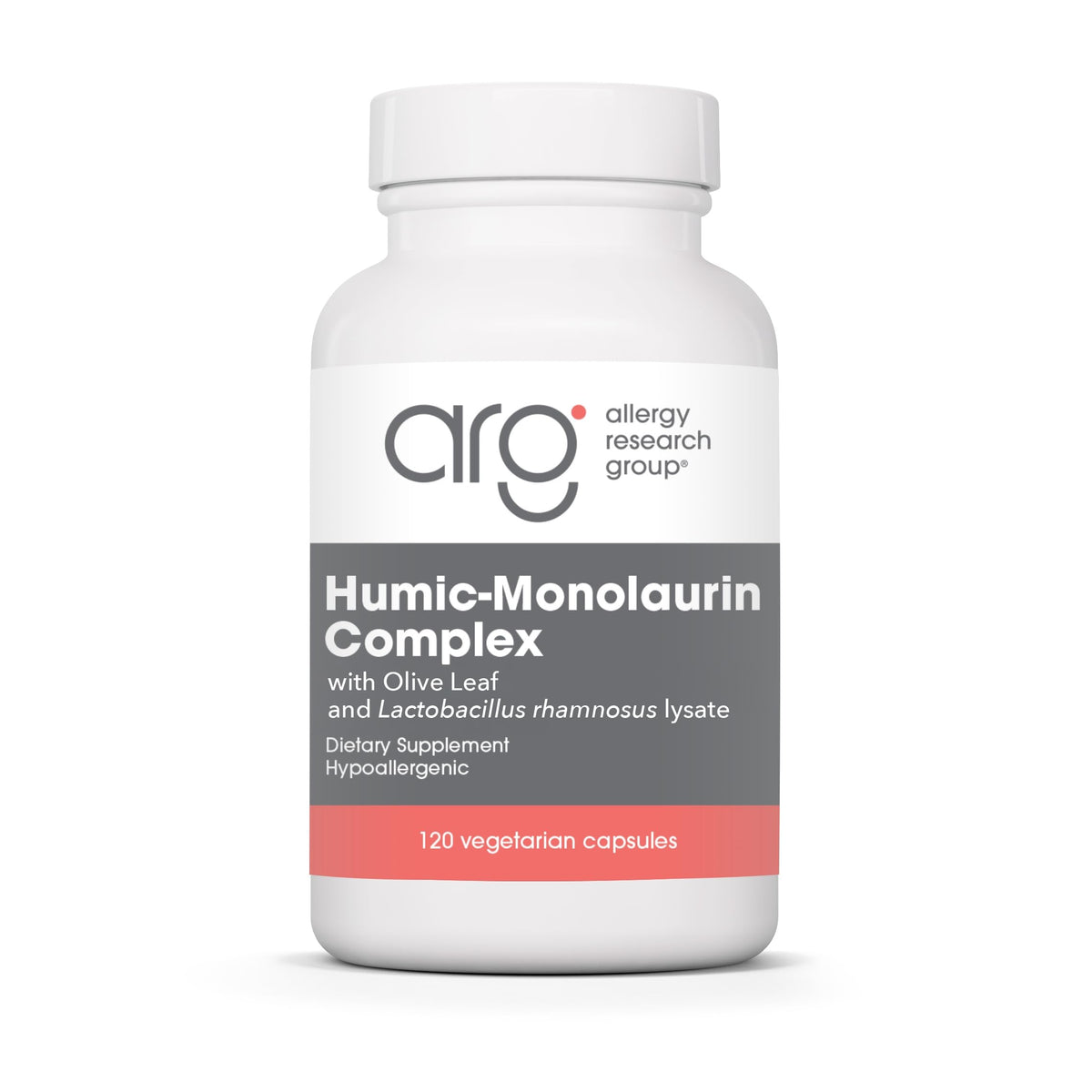 Allergy Research Group Humic-Monolaurin Complex en botella, apoyo al sistema inmunológico y bienestar.