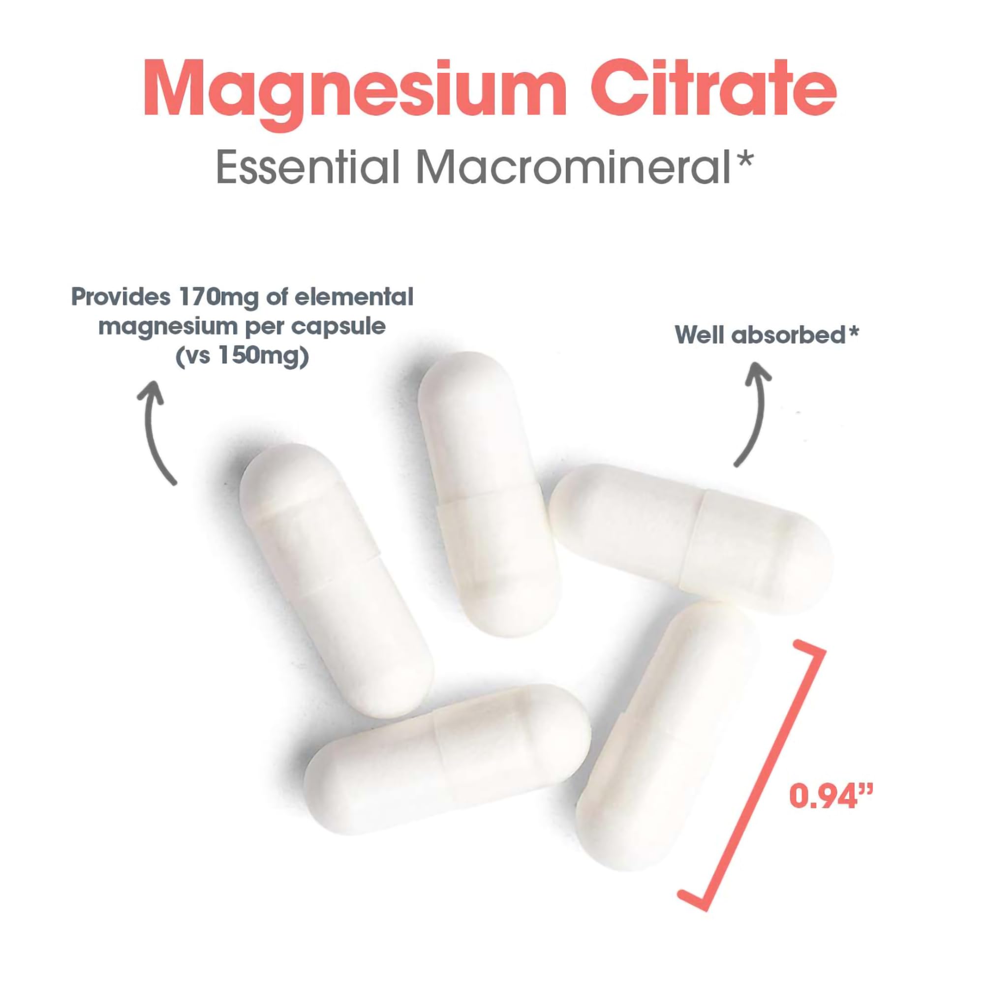 Allergy Research Group Magnesio Citrato cristales visibles, forma citrato biodisponible