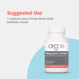 Allergy Research Group Magnesio Citrato en etiqueta, información clara de ingredientes