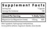Allergy Research Group Magnesium Citrate: porciones para dosis diaria y soporte general.