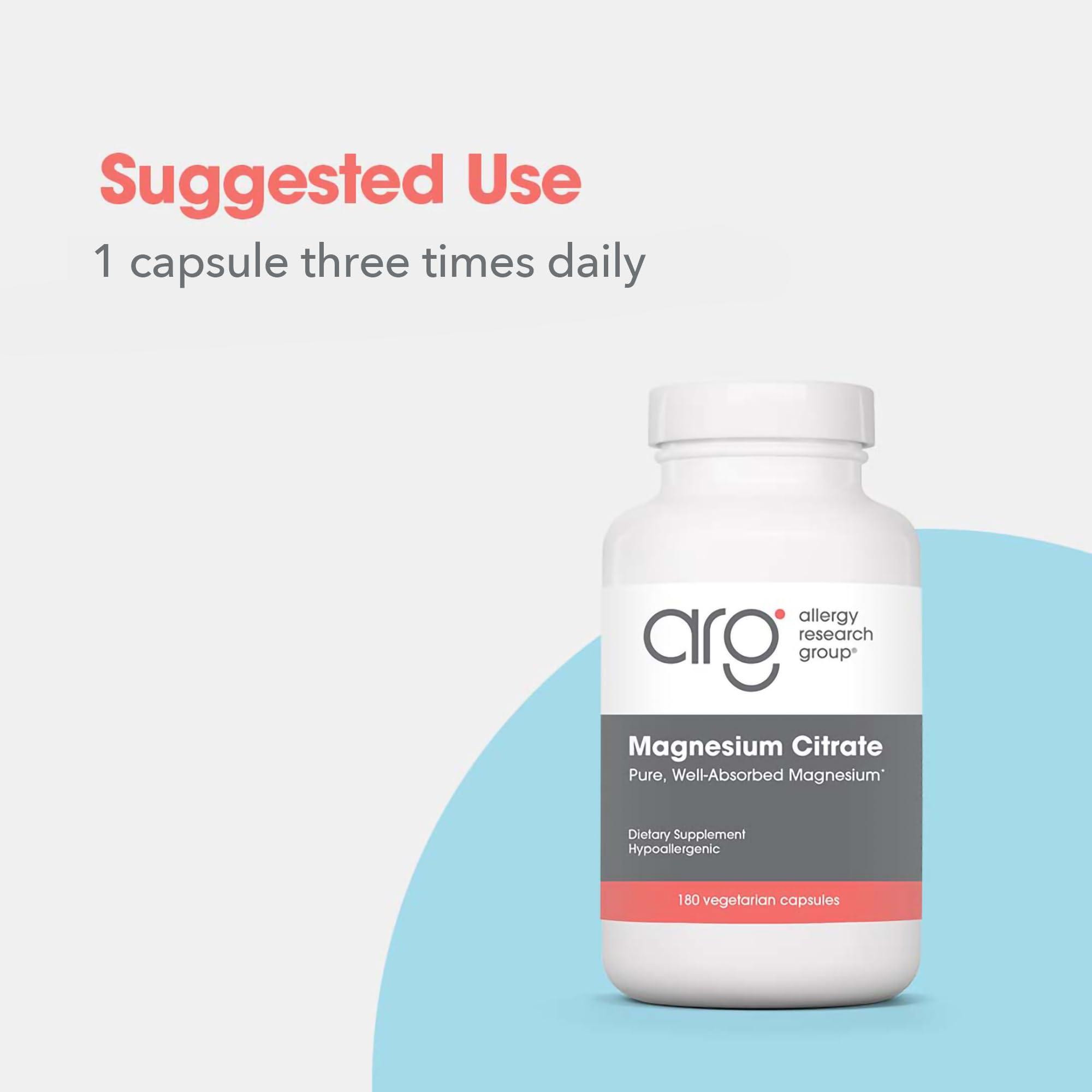 Allergy Research Group Magnesium Citrate: cápsulas para relajación muscular en uso diario.