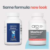 Allergy Research Group Goma de Mastica, etiqueta con ingredientes y uso recomendado.
