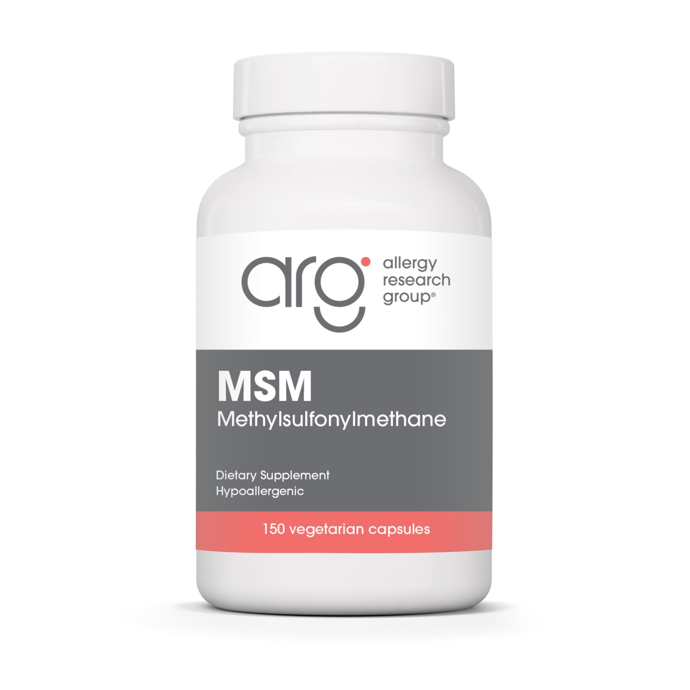 Allergy Research Group MSM cápsulas vegetarianas para cabello y uñas saludables.