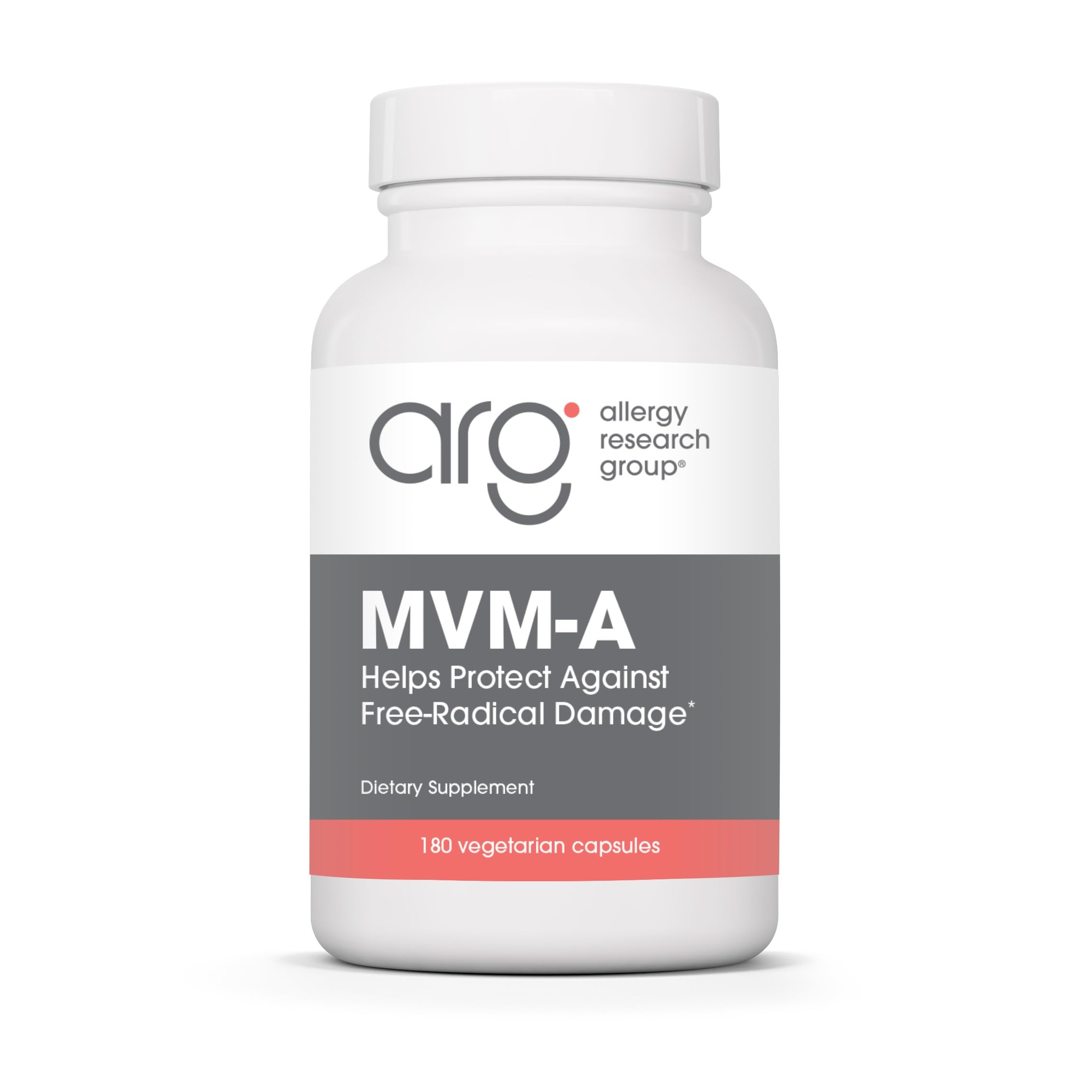 Allergy Research Group MVM-A envase de cápsulas vegetarianas para nutrición diaria.