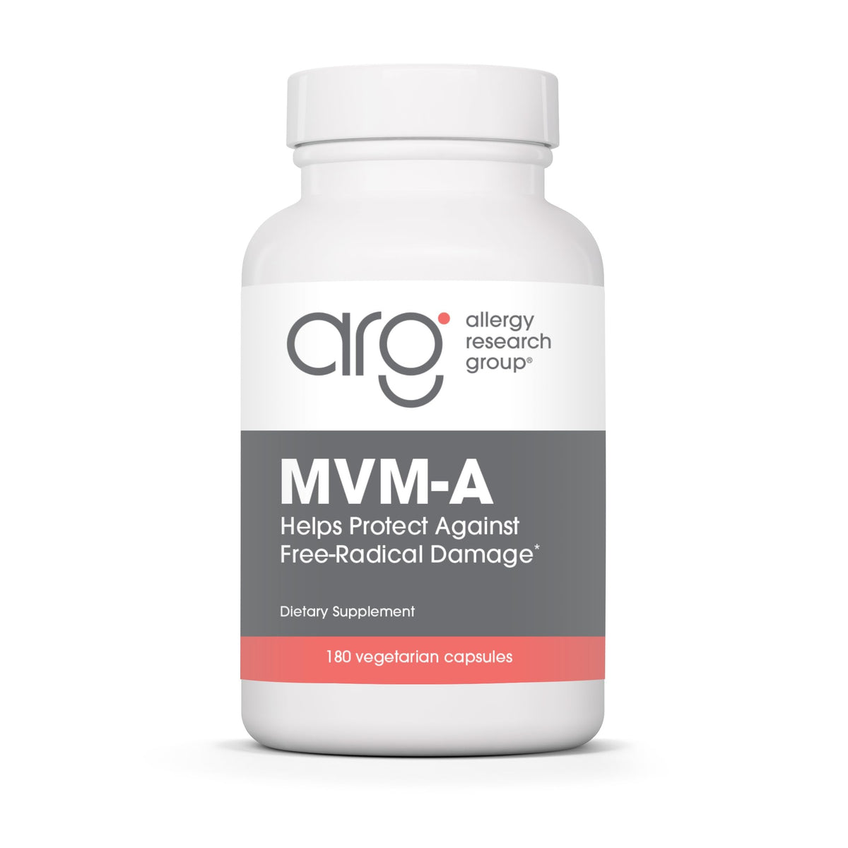 Allergy Research Group MVM-A envase de cápsulas vegetarianas para nutrición diaria.