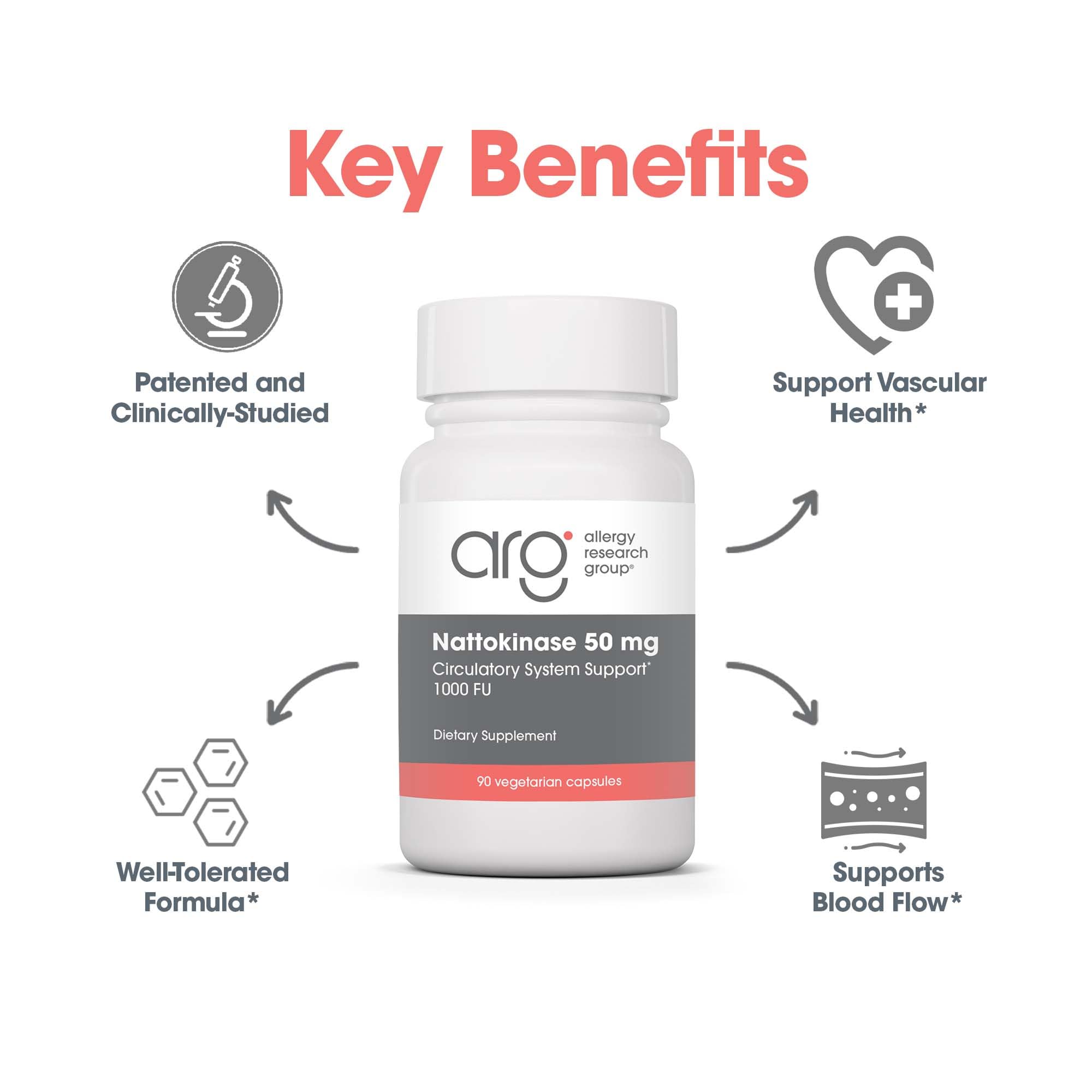 Allergy Research Group nattokinasa-50mg-caja-de-capsulas para conveniencia