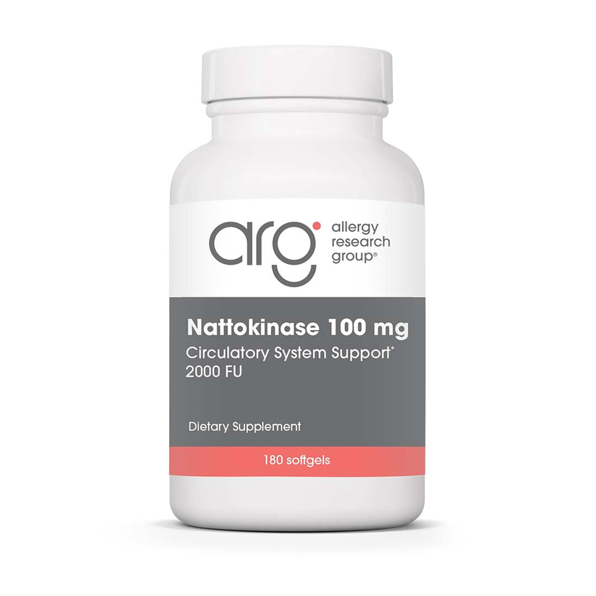 Allergy Research Group Nattokinase 100 mg: botella para apoyo diario de la circulación.