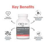 Allergy Research Group Nattokinase 100 mg: etiqueta lateral para identificar pureza y origen.