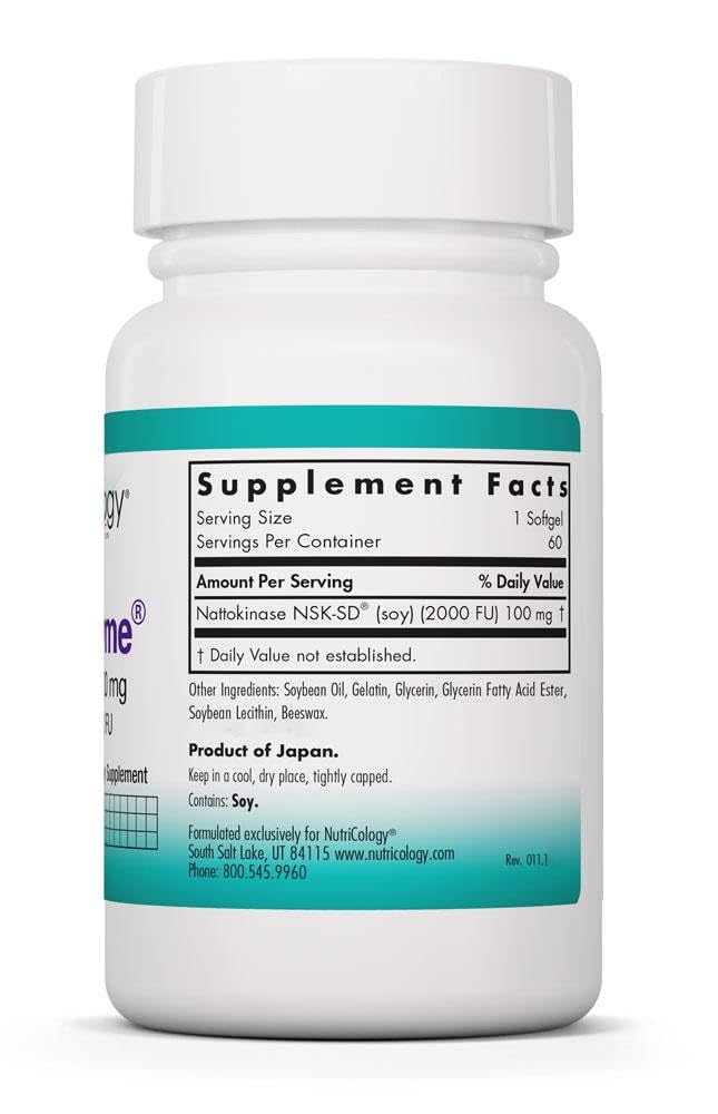 Allergy Research Group NattoZyme etiqueta: información clara sobre NSK-SD y uso recomendado.