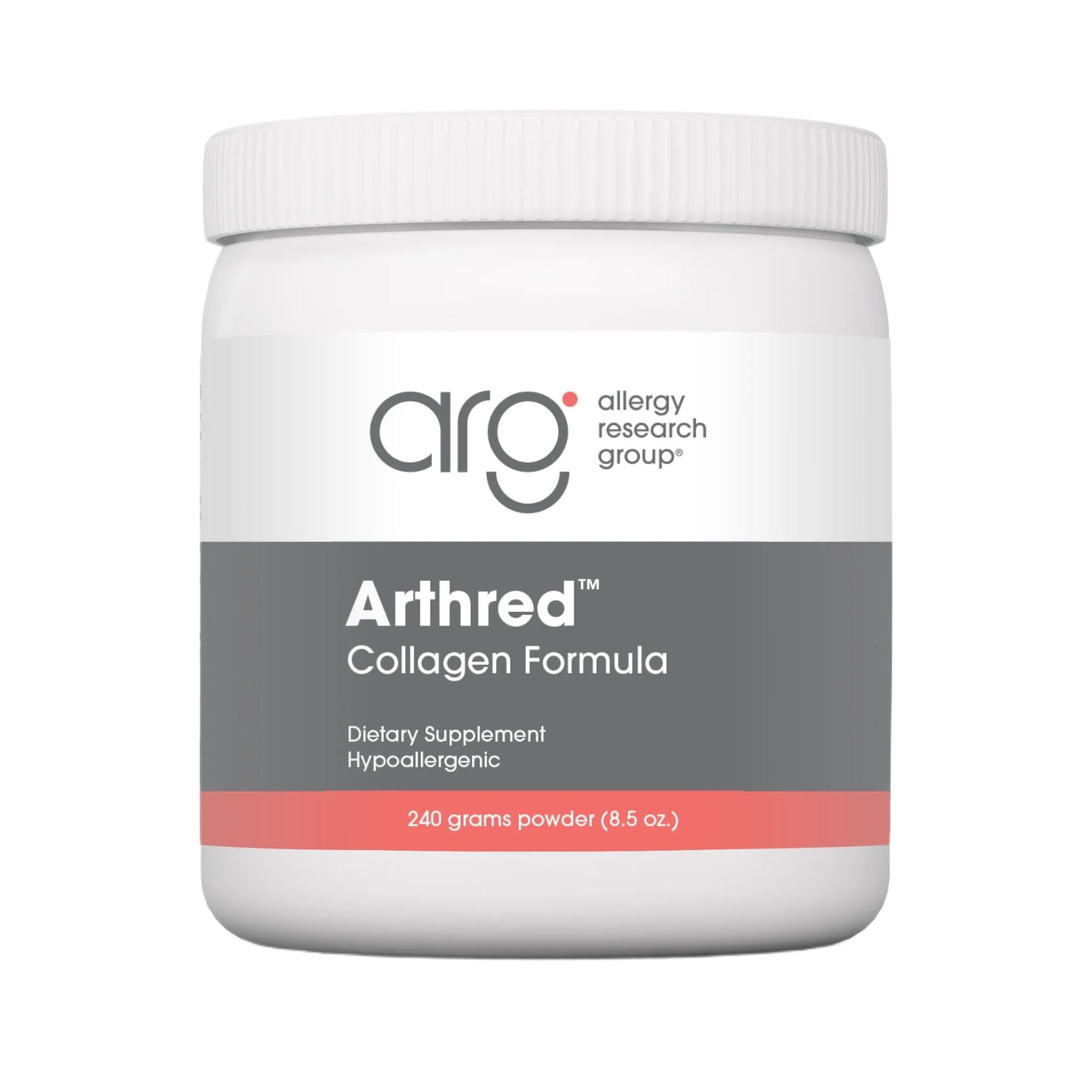 Allergy Research Group Nutricology Arthred: polvo de colágeno bovino en bote para uso diario.
