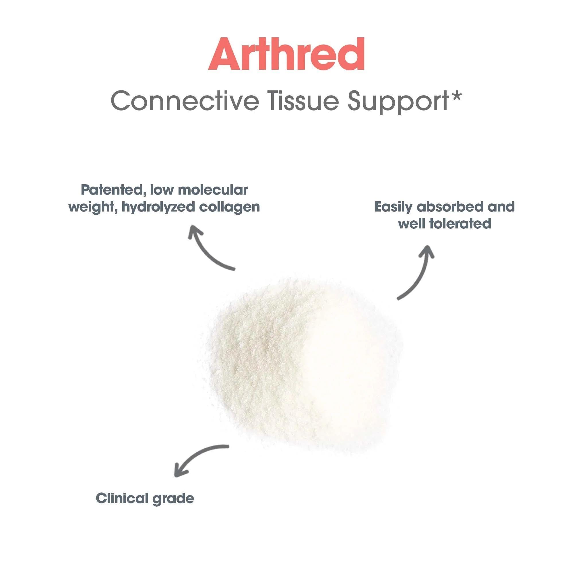 Allergy Research Group Nutricology Arthred: composición hidrolizada con glicina, prolina, hidroxi-prolina y arginina.