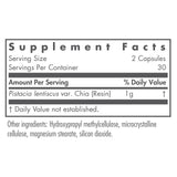 Cápsulas NutriCology Mastic Gum muestran dosis de 1000 mg por porción.