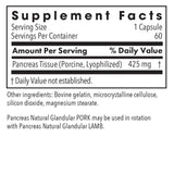 Allergy Research Group Nutricology etiqueta de pancréas de cerdo, frasco legible para identificar ingrediente natural