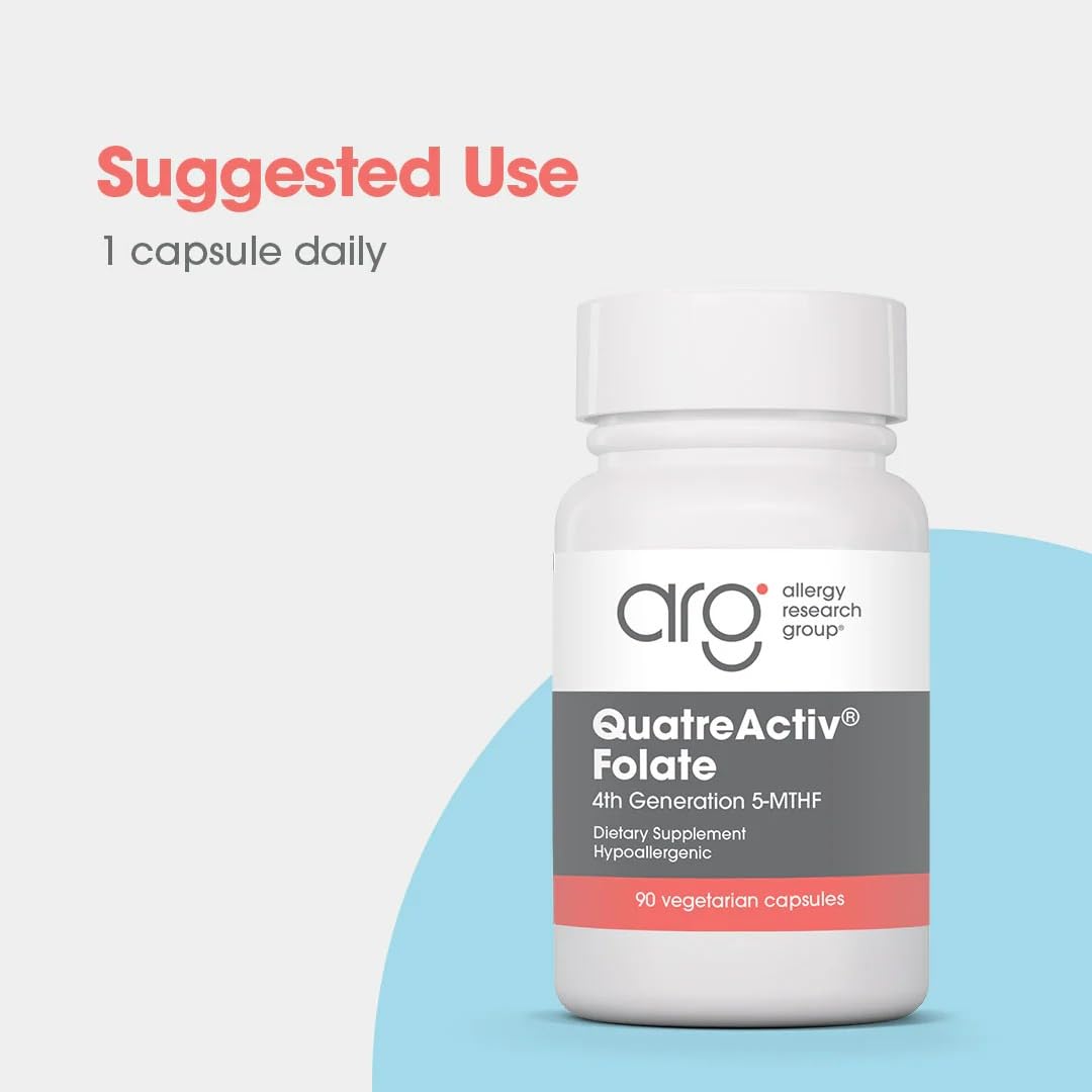 Allergy Research Group NutriCology QuatreActiv Folate, etiqueta, detalle de pureza