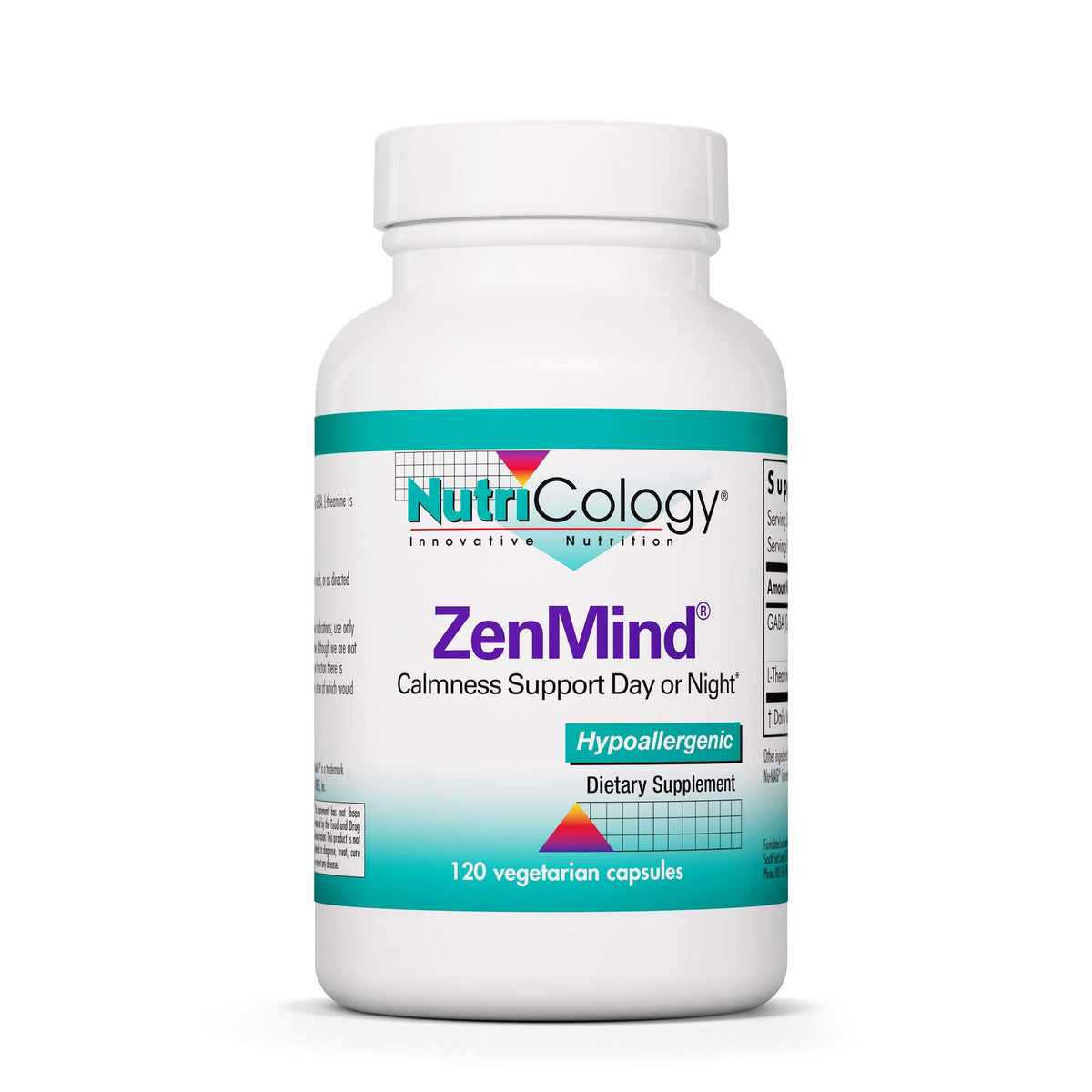 Nutricology ZenMind en botella para calma general durante el día.