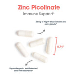 ARG Zinc Picolinato: cápsulas vegetales aptas para dietas hipoalergénicas.