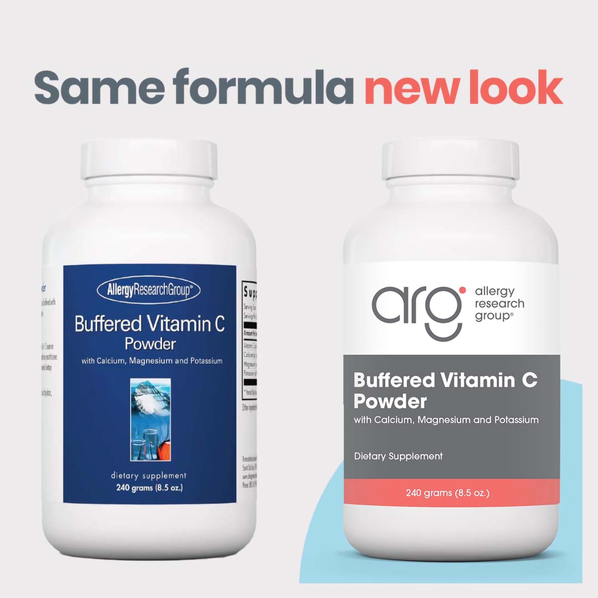 Allergy Research Group Vitamina C Bufferada con medidor incluido para dosis diaria fácil.