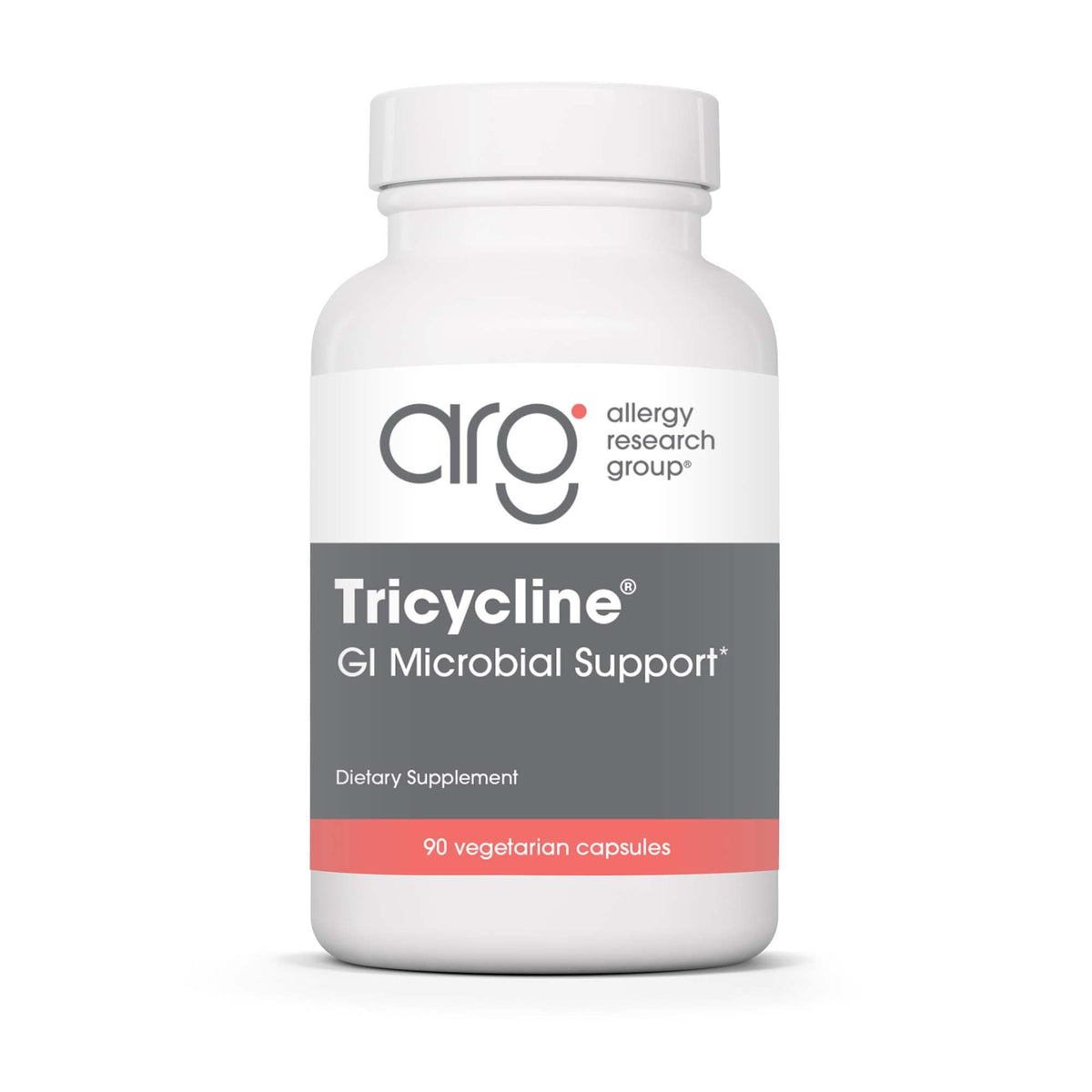 Allergy Research Group Tricycline, botella de cápsulas, apoyo al equilibrio intestinal.