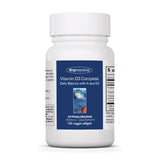 Allergy Research Group Vit D3 Complete, botella vertiendo, apoyo diario para niveles estables de vitamina D.