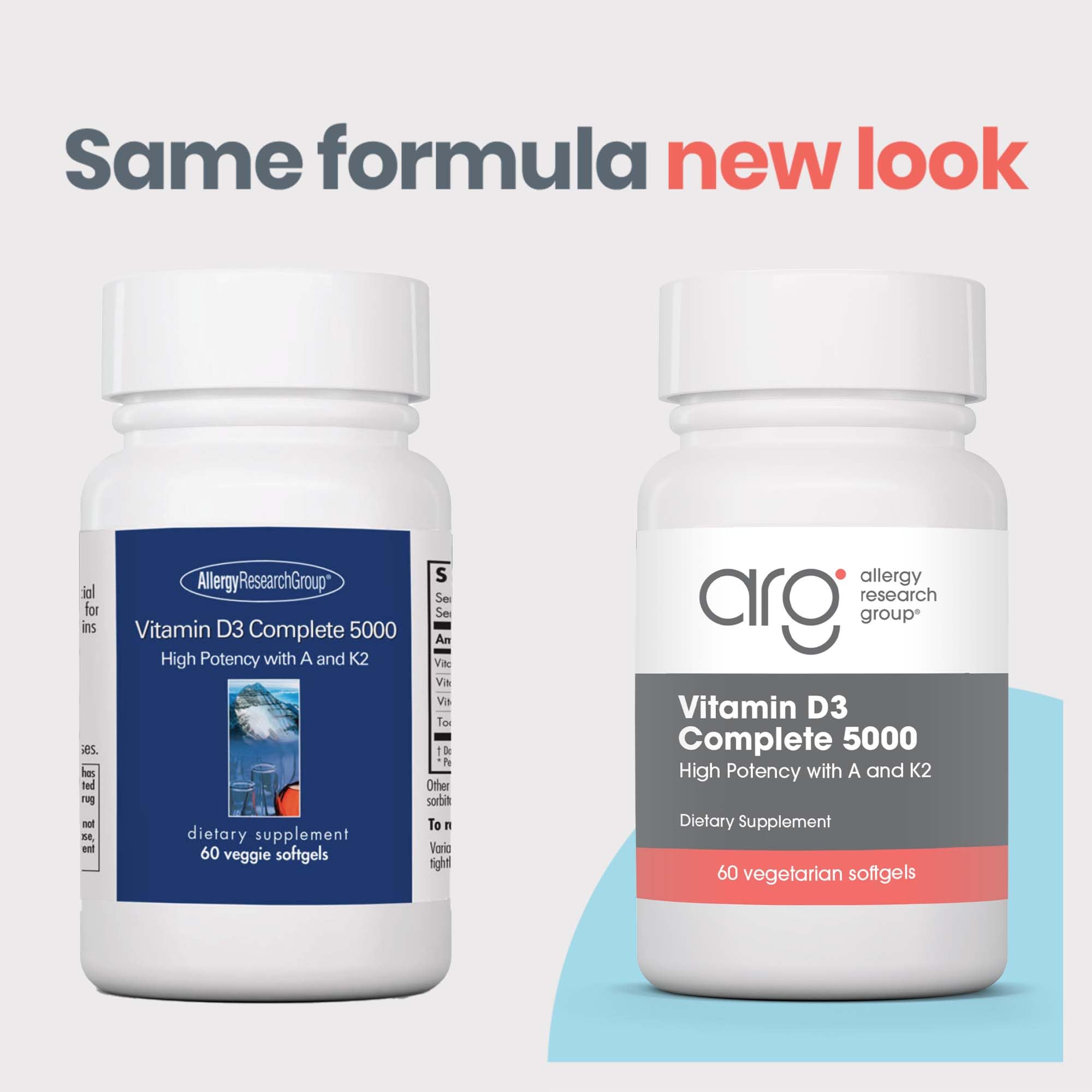 Allergy Research Group Vitamin D3 Complete 5000, cápsulas para mantenimiento inmunitario.