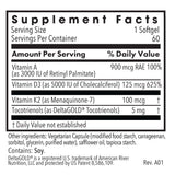Allergy Research Group Vitamin D3 Complete 5000, etiqueta clara que resalta A y K2.