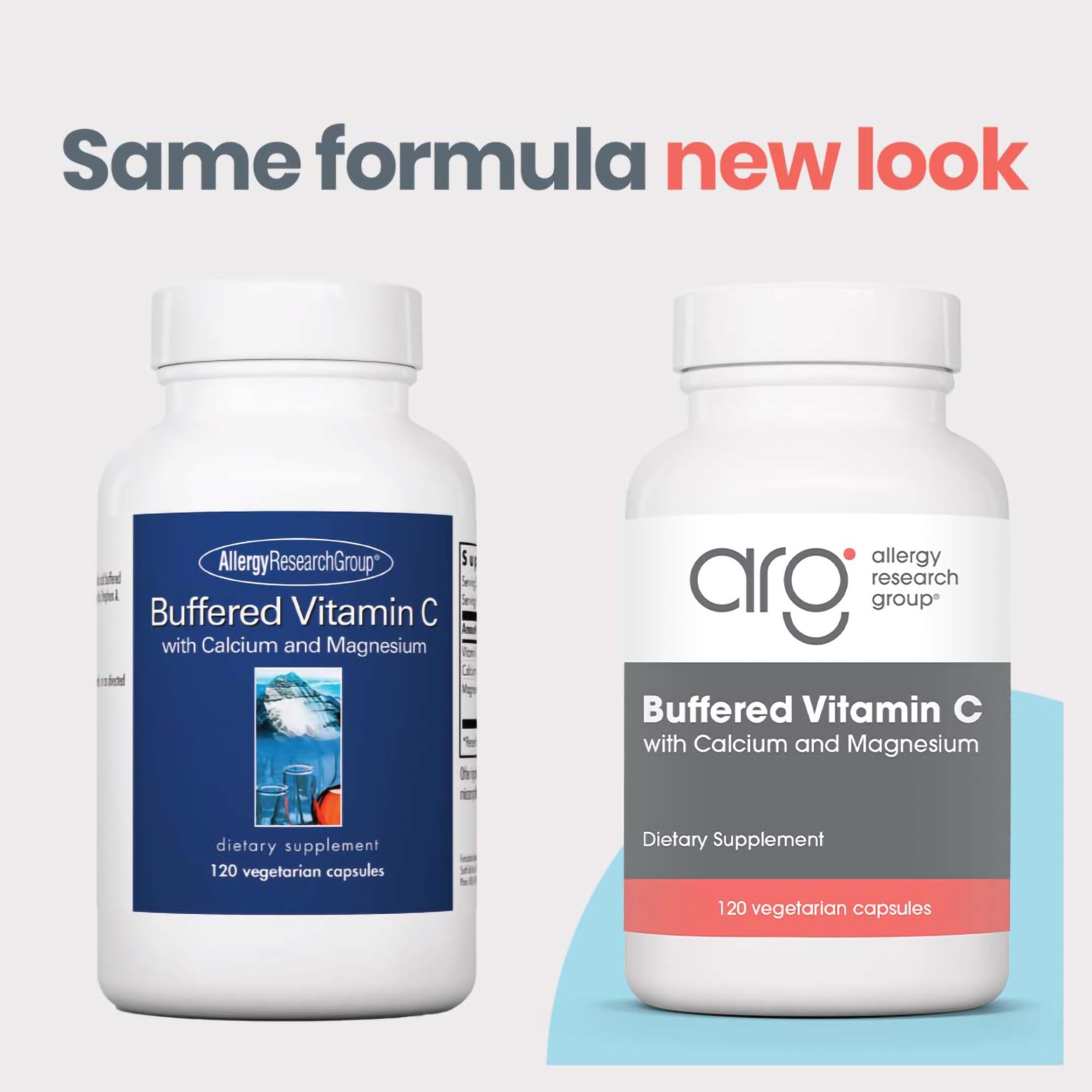 Allergy Research Group Vitamina C Amortiguada, vertido de cápsulas para uso diario.
